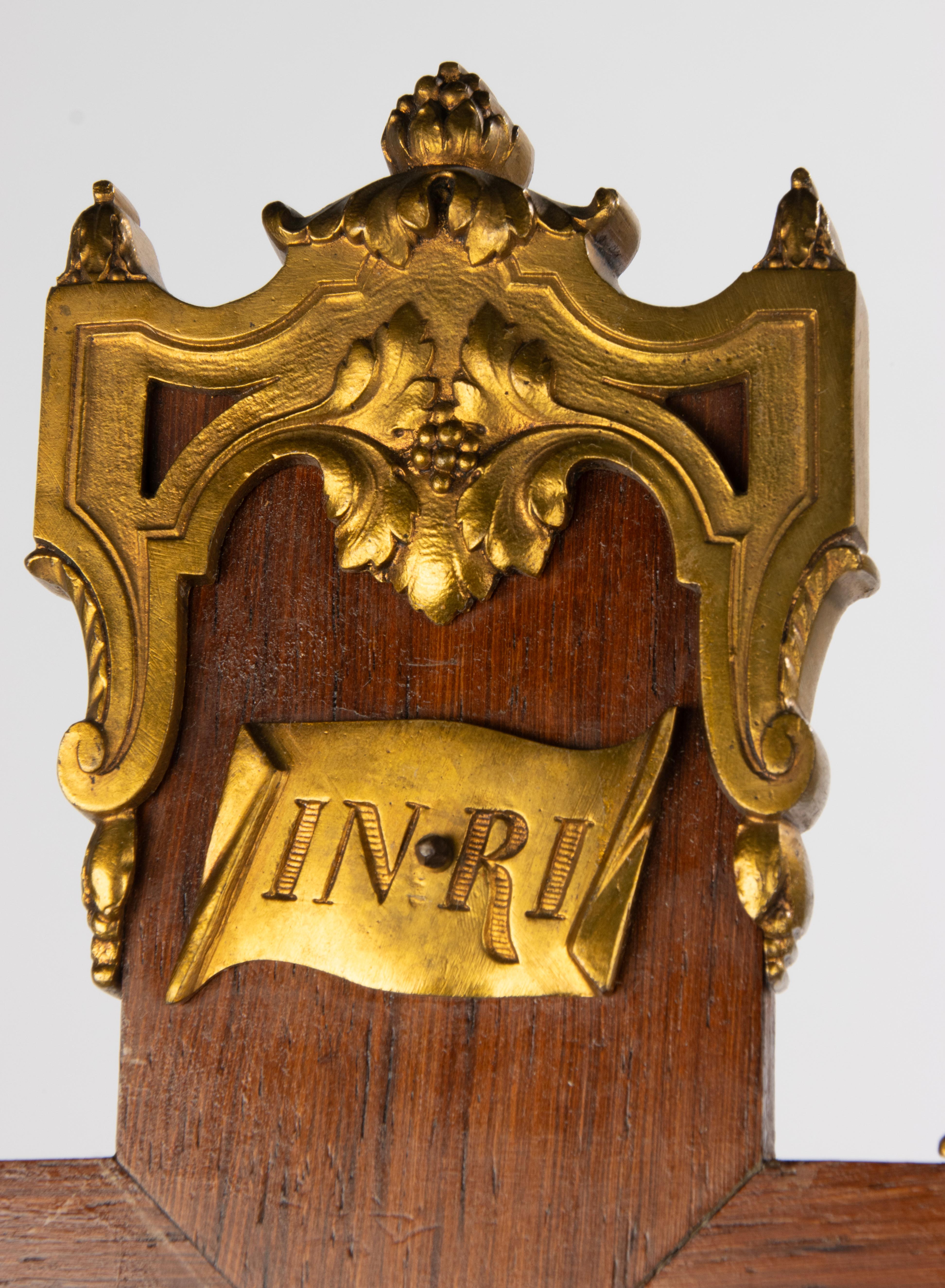 Late 19th Century Crucifix - Corpus Christi - Ormolu Gilt Bronze - Wooden Cross 3