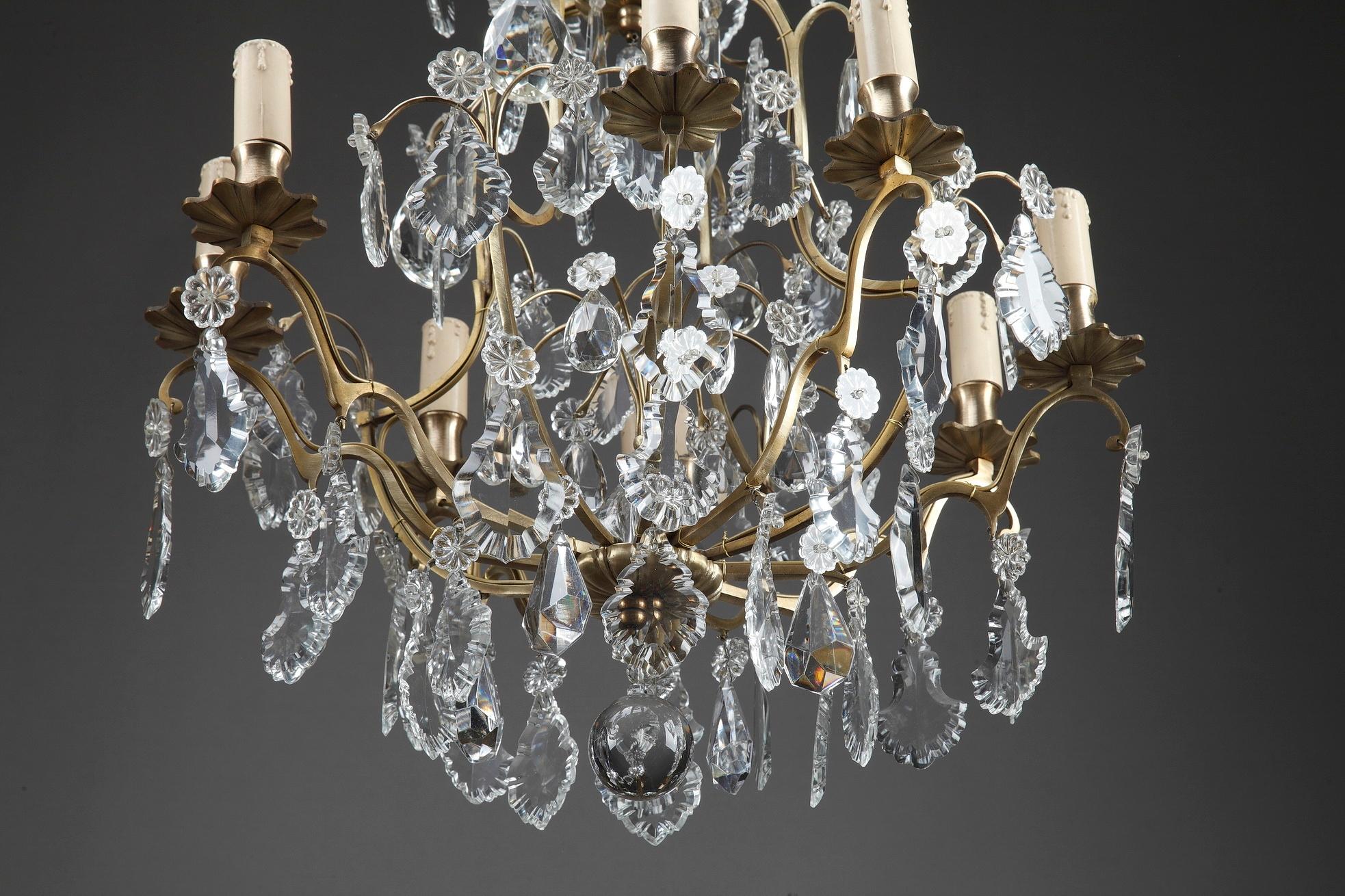 Late 19th Century Crystal and Bronze 8-Light Chandeliers 7
