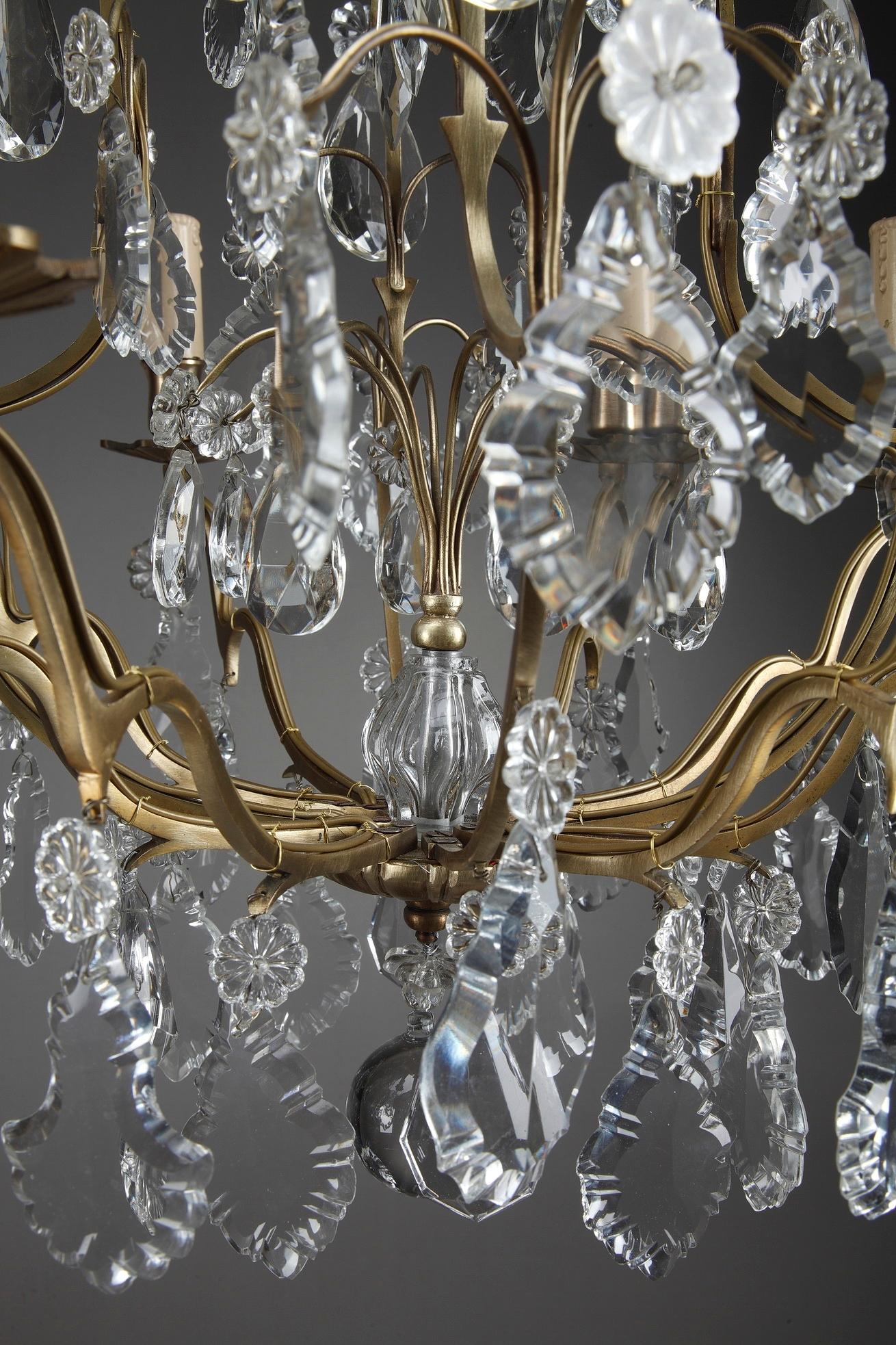 Late 19th Century Crystal and Bronze 8-Light Chandeliers 8