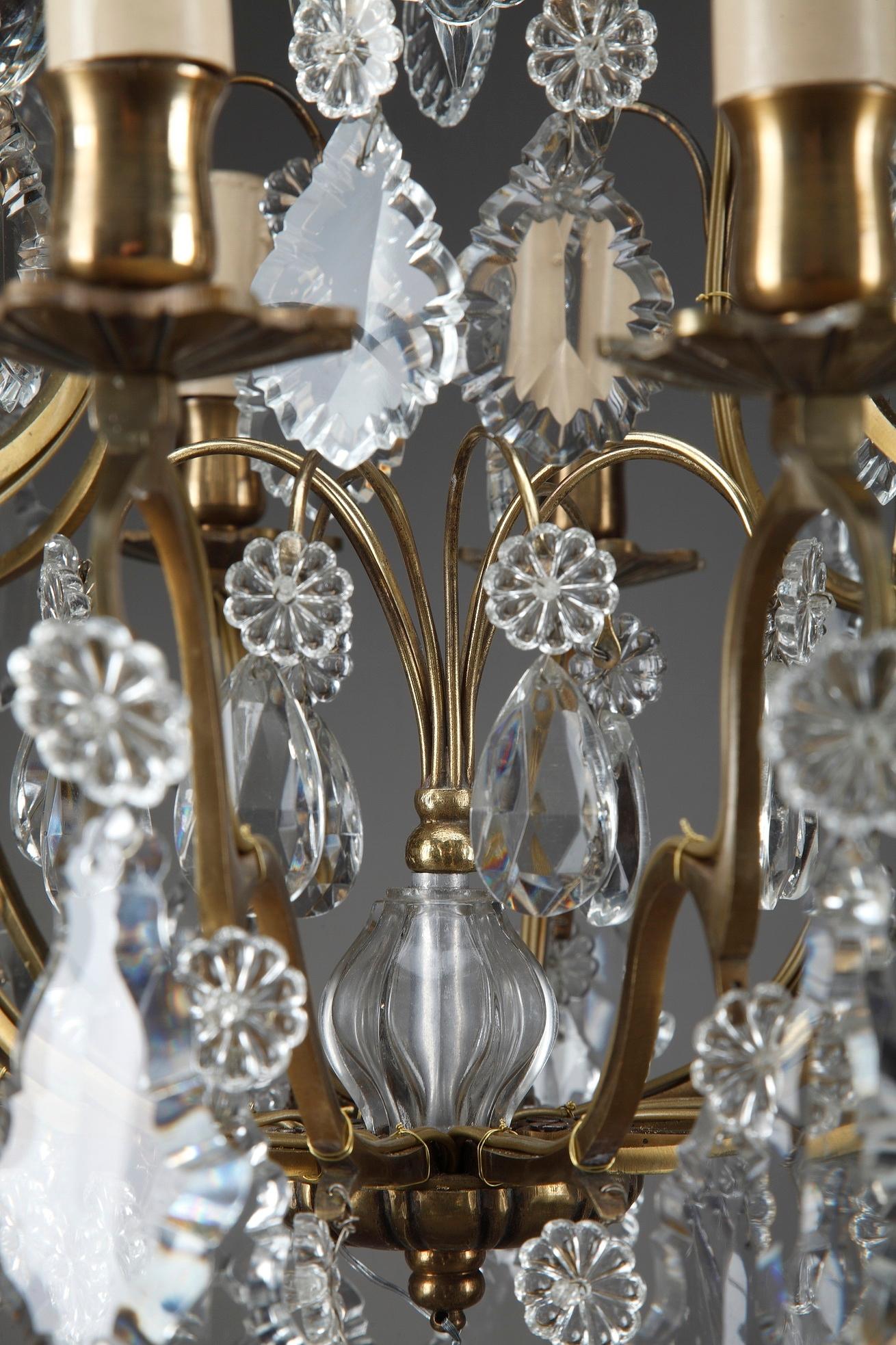 Gilt Late 19th Century Crystal and Bronze 8-Light Chandeliers