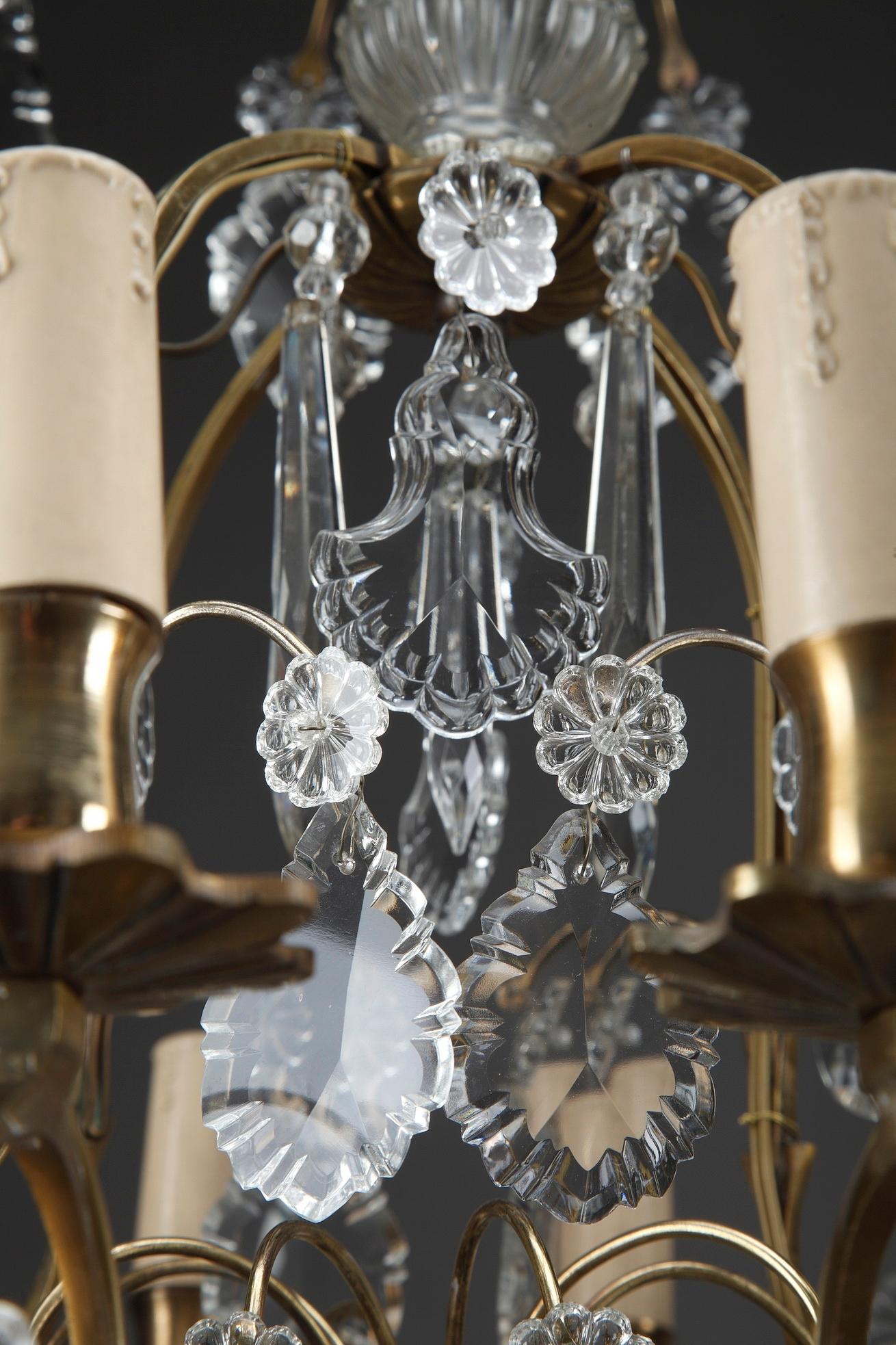 Late 19th Century Crystal and Bronze 8-Light Chandeliers In Good Condition In Paris, FR