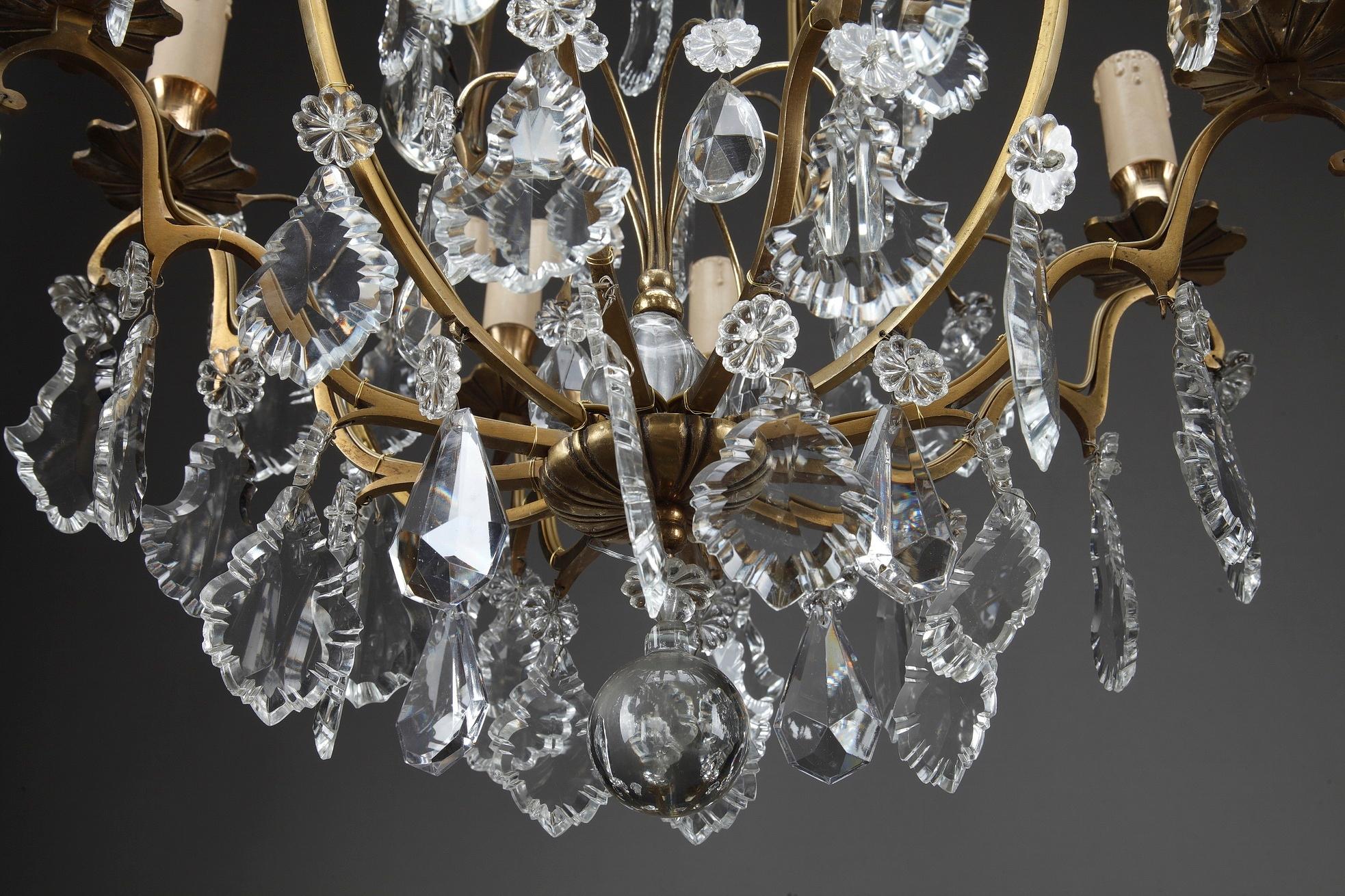 Late 19th Century Crystal and Bronze 8-Light Chandeliers 3