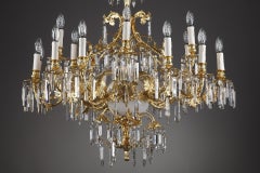 Late 19th Century Crystal and Bronze Chandelier, 18 Light