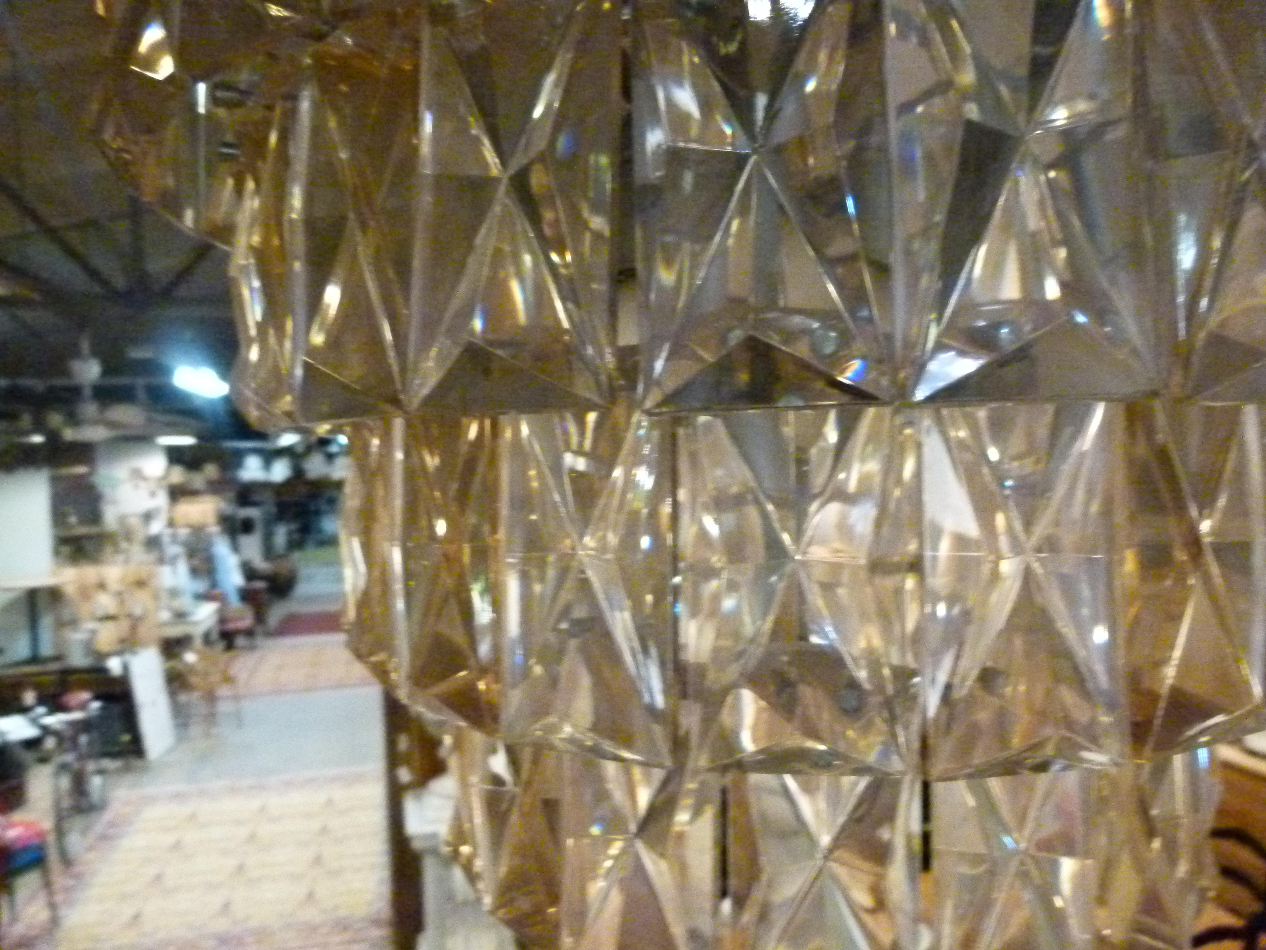 Regency Large Crystal and Bronze Spanish Pendant Lamp