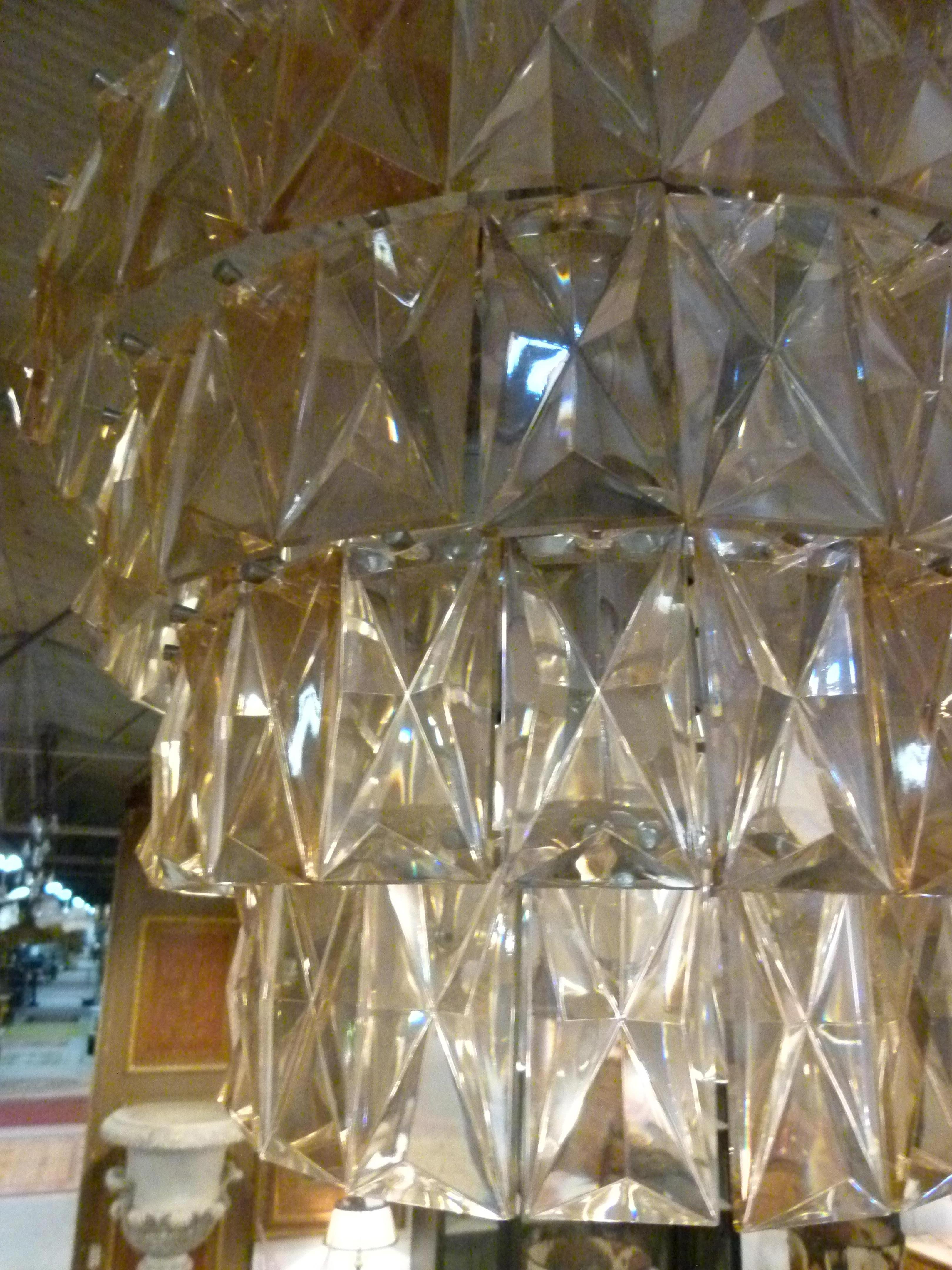 Large Crystal and Bronze Spanish Pendant Lamp In Good Condition In Vulpellac, Girona