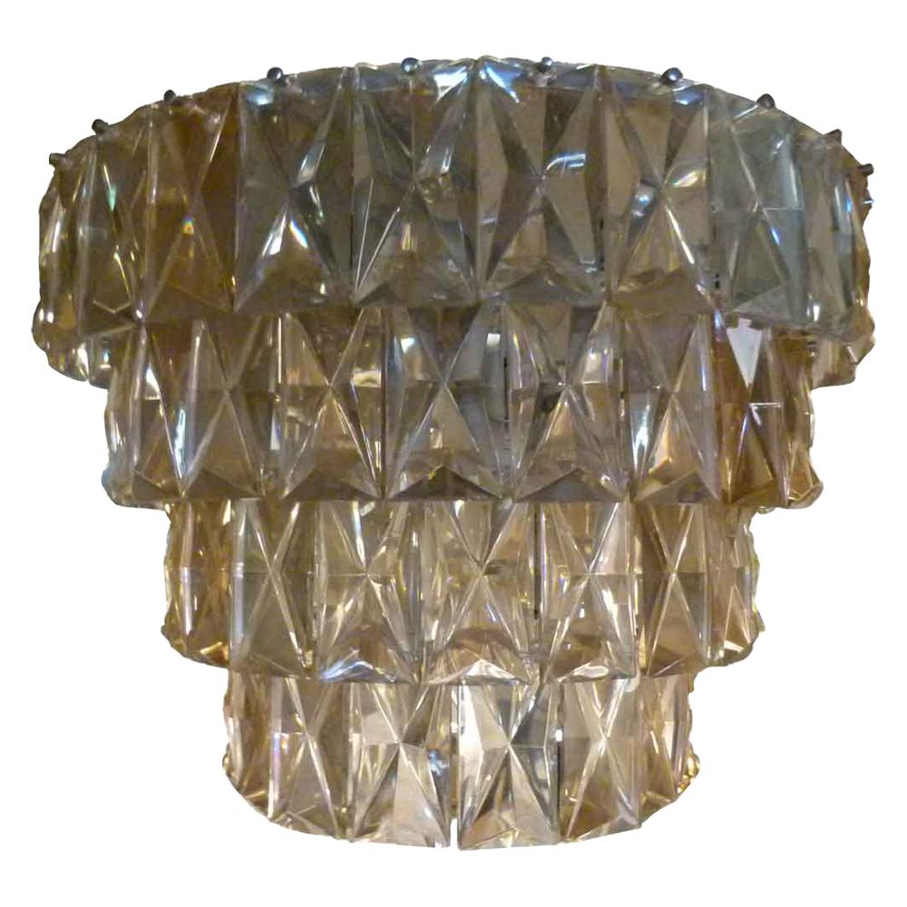 Large Crystal and Bronze Spanish Pendant Lamp
