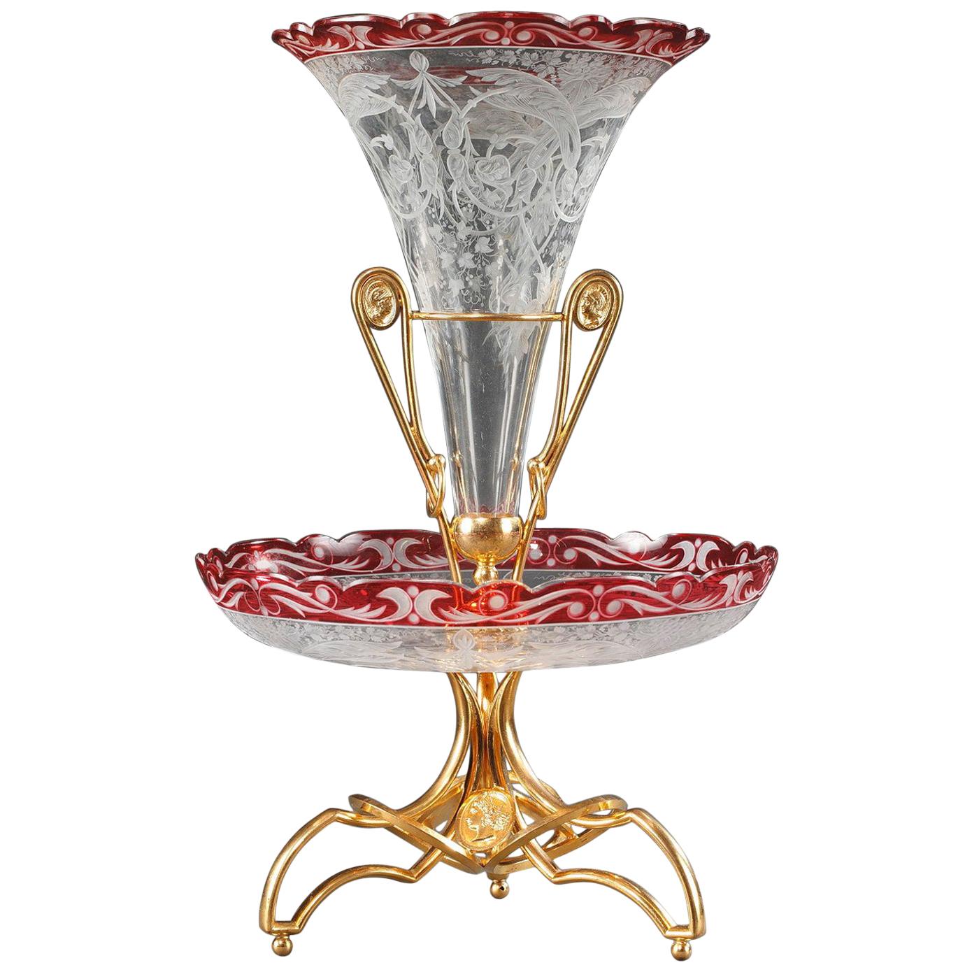 Late 19th Century Crystal and Gilt Bronze Centrepiece For Sale