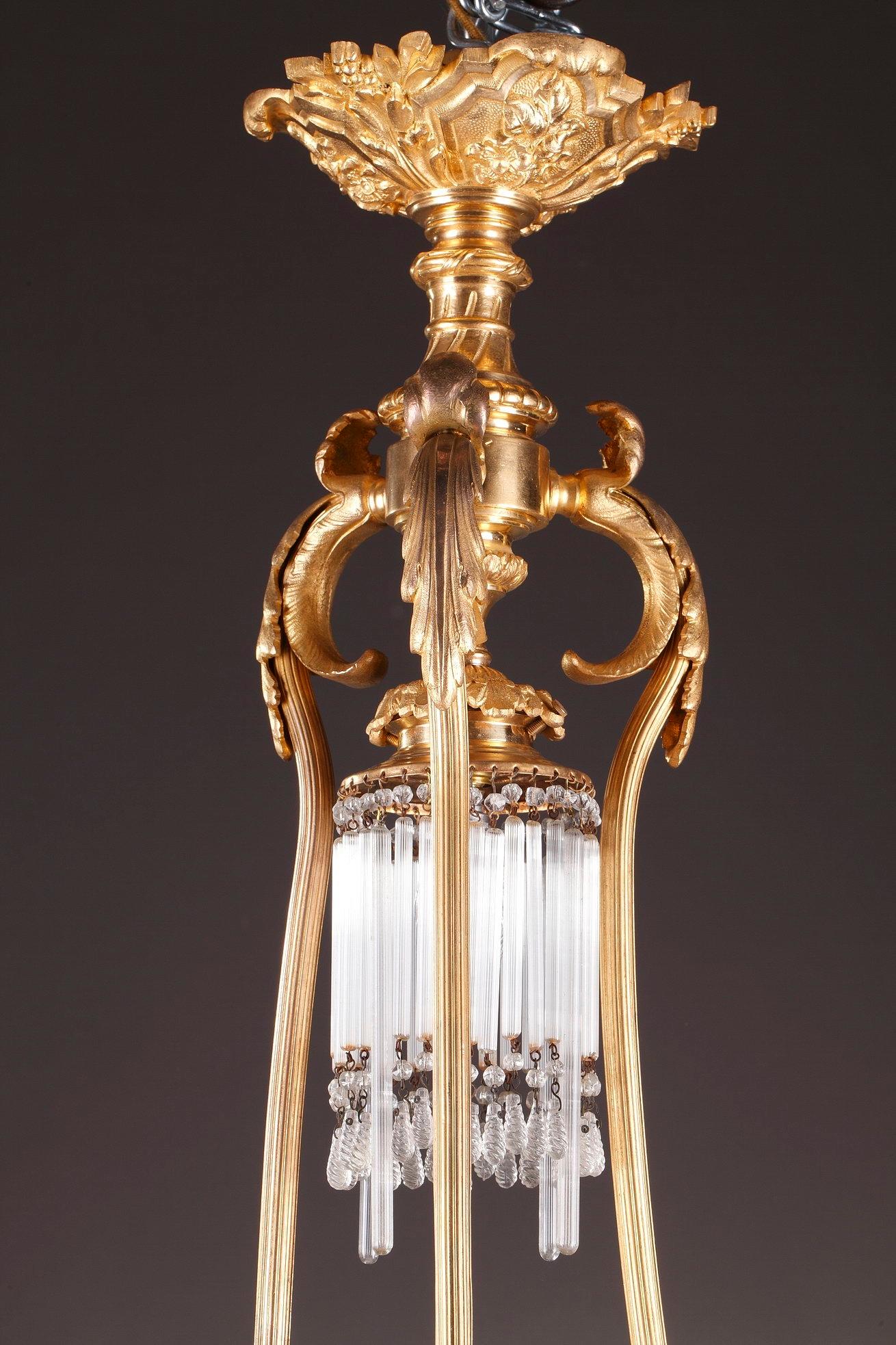 French Late 19th Century Crystal Basket-Shaped Chandelier