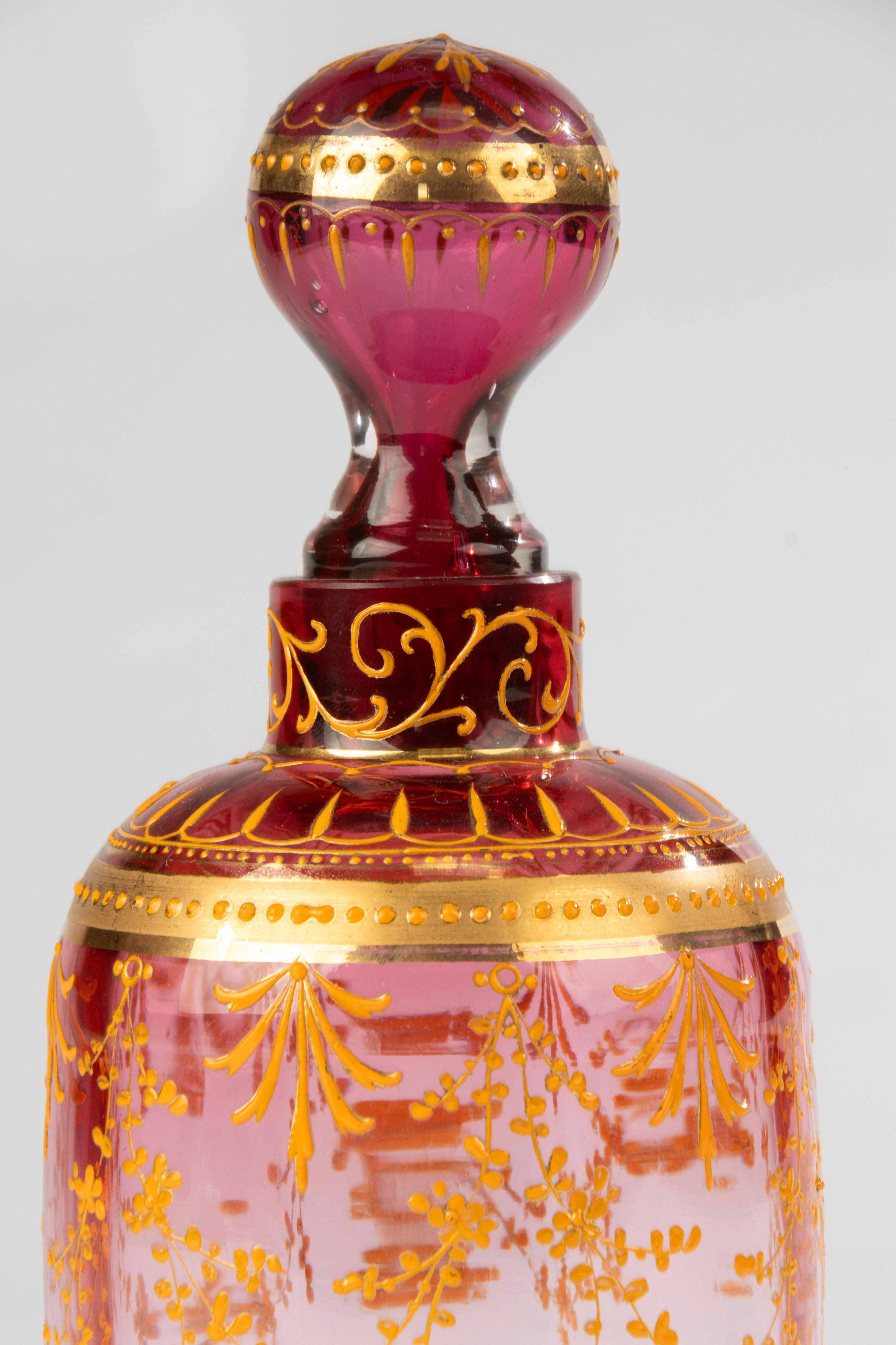 Victorian Late 19th Century Crystal Decanter - Moser For Sale