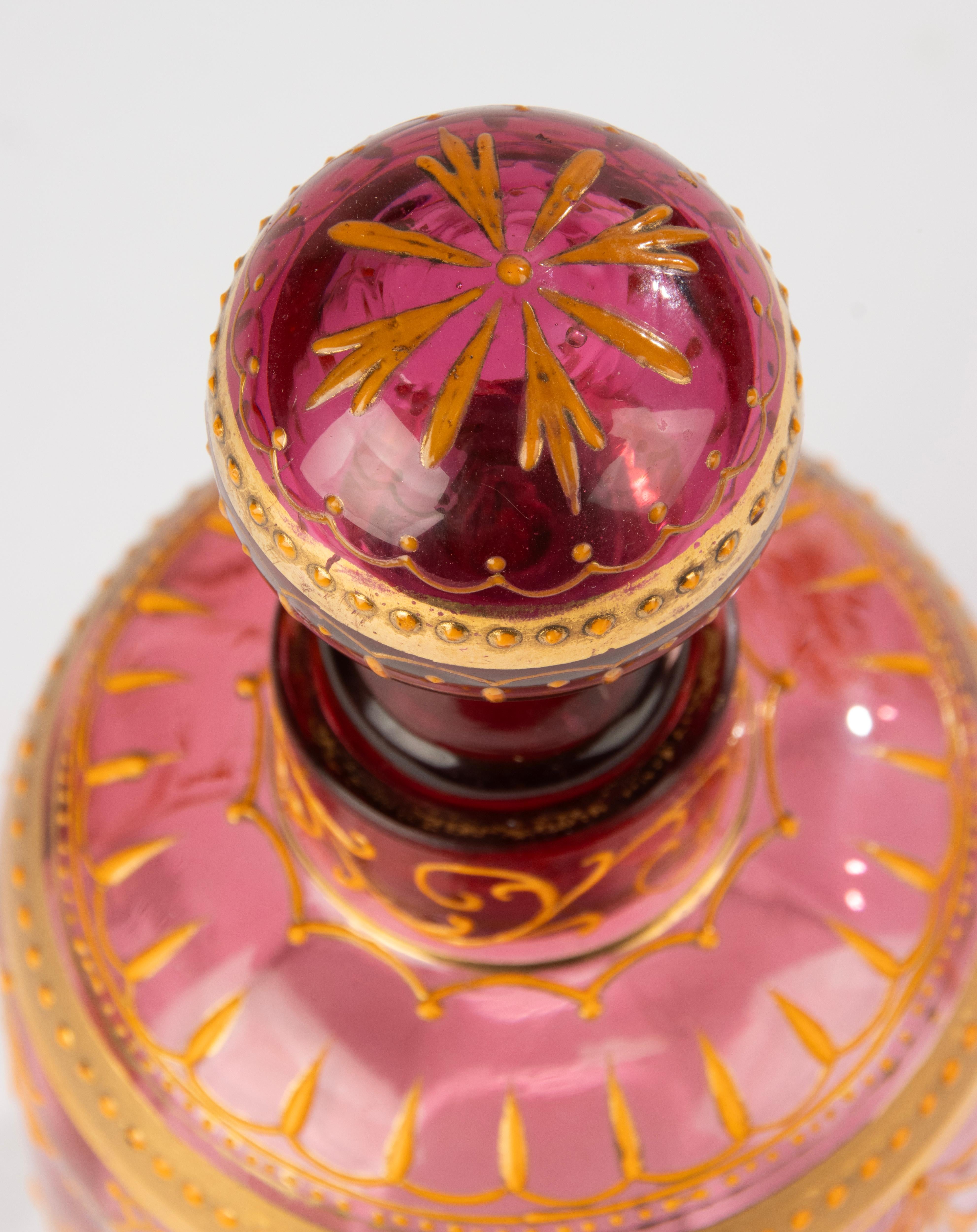 Hand-Crafted Late 19th Century Crystal Decanter - Moser For Sale