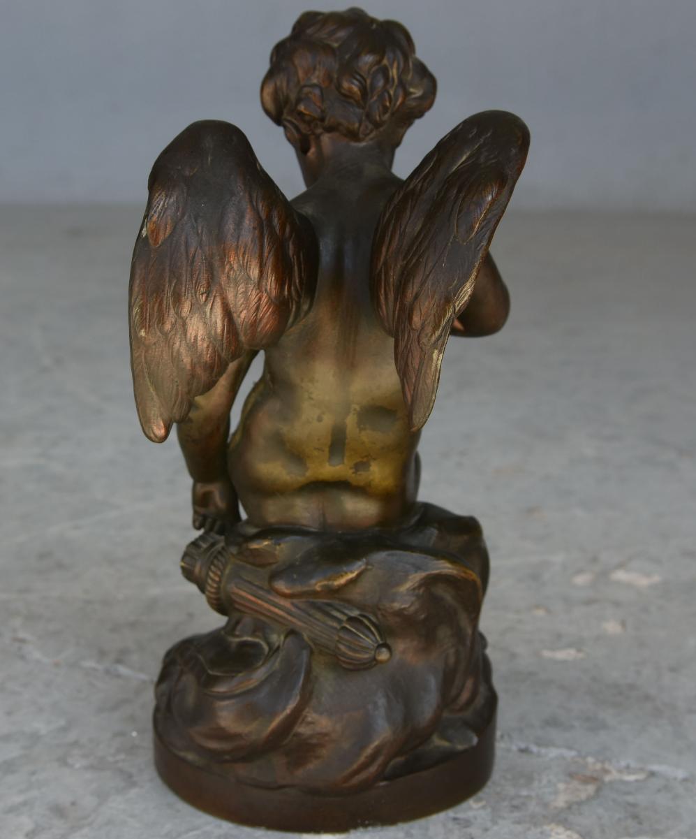 French Late 19th Century Cupid Bronze Patinated Gilded For Sale