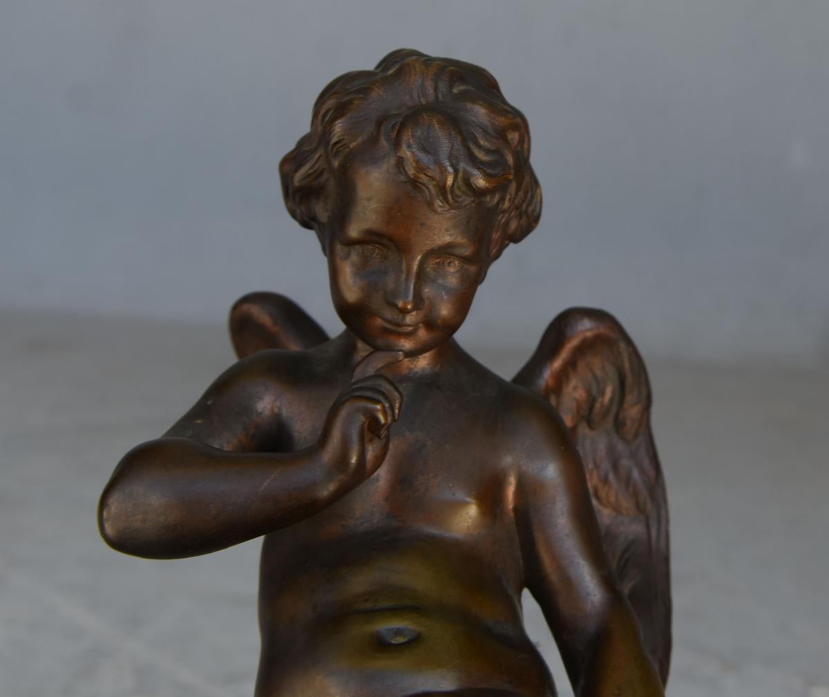 Ende 19. Jahrhundert Amor Bronze Patiniert Vergoldet im Zustand „Gut“ im Angebot in Marseille, FR