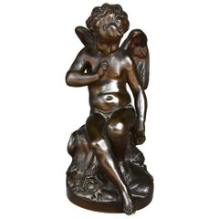 Late 19th Century Cupid Bronze Patinated Gilded