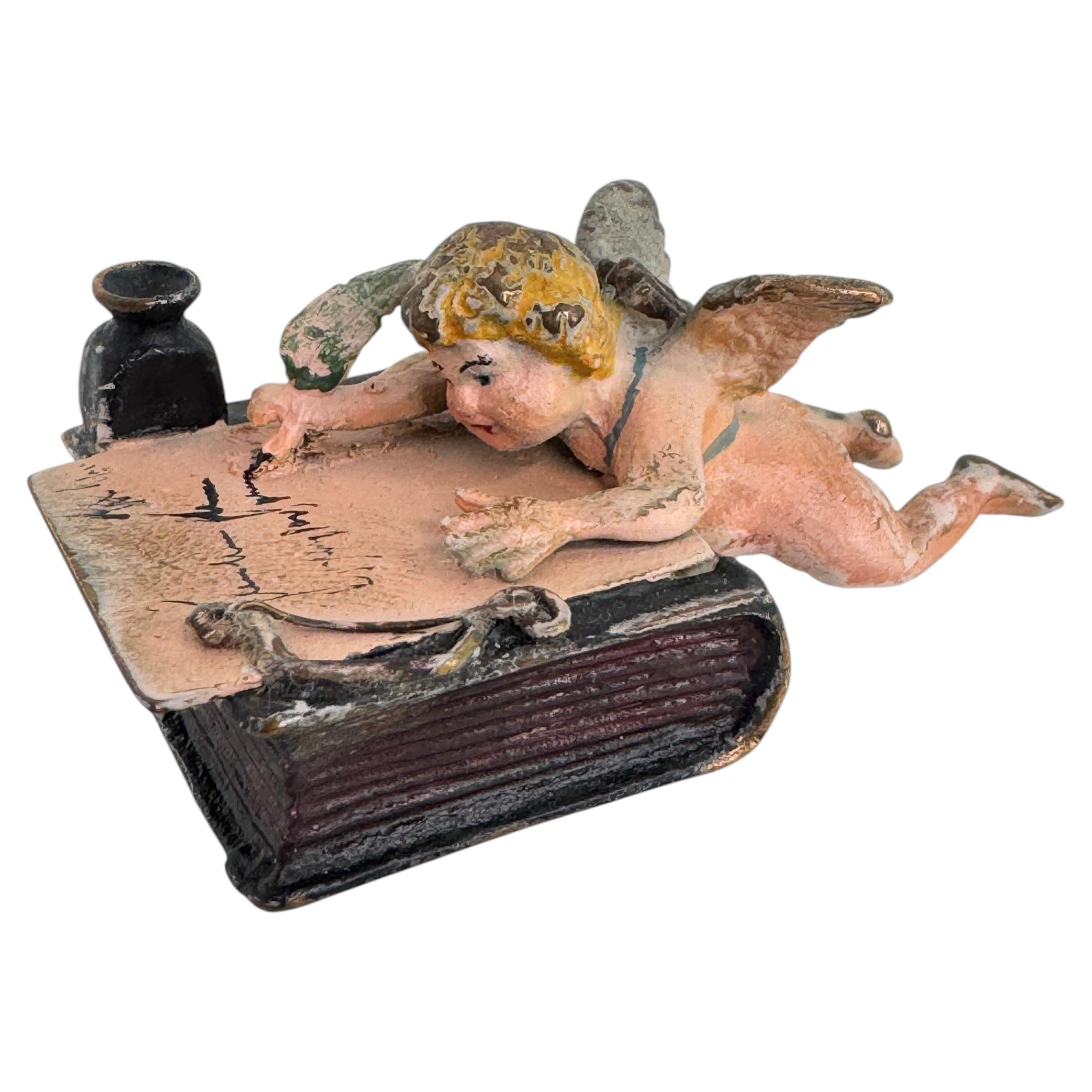Late 19th Century Cupid Cherub Angel Figurine Austrian Vienna Bronze Miniature