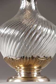 Late 19th Century Cut Crystal and Silver Ewer