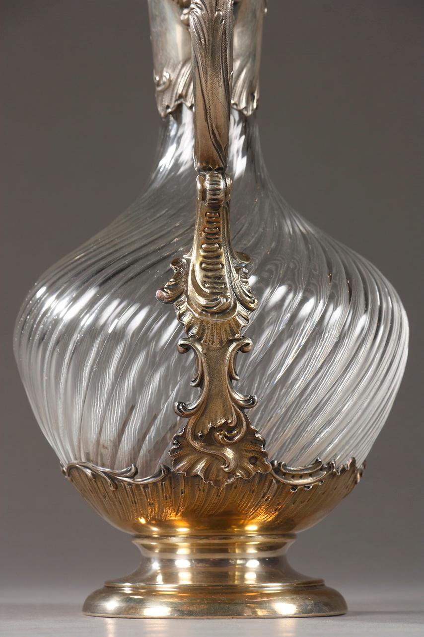 Late 19th Century Cut Crystal and Silver Ewer In Good Condition In Paris, FR