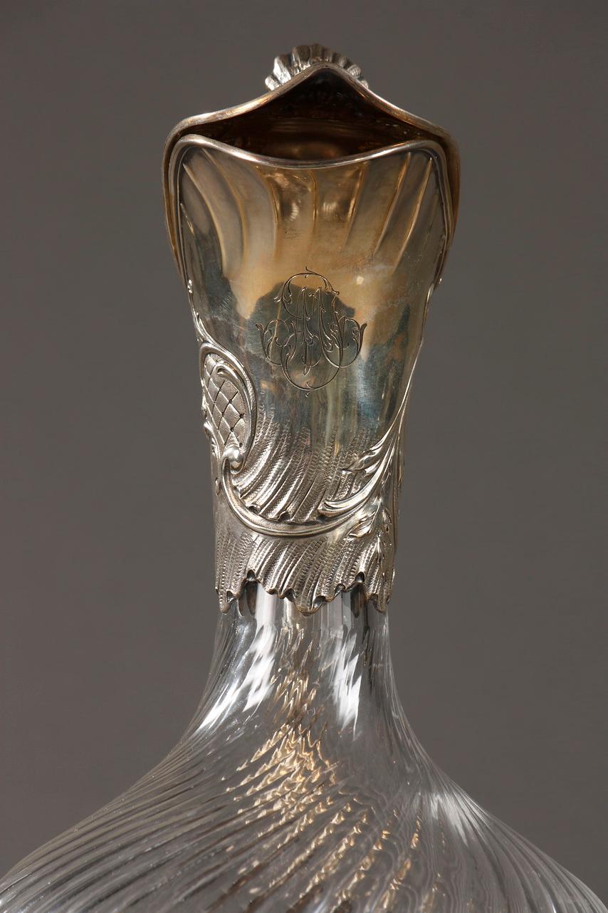 Late 19th Century Cut Crystal and Silver Ewer 3