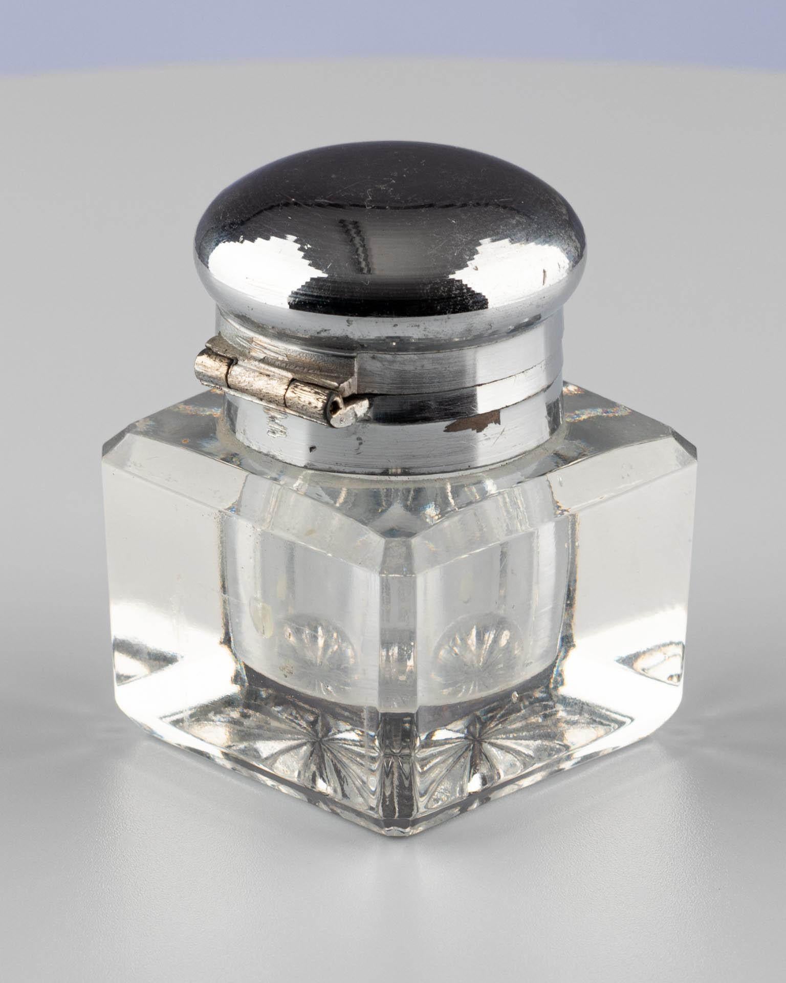 Cut Glass Late 19th Century Cut Crystal Inkwell with Silver-Plated Screw Cap For Sale