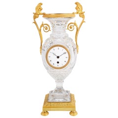 Late 19th Century Cut-Glass French Urn Mantel Clock