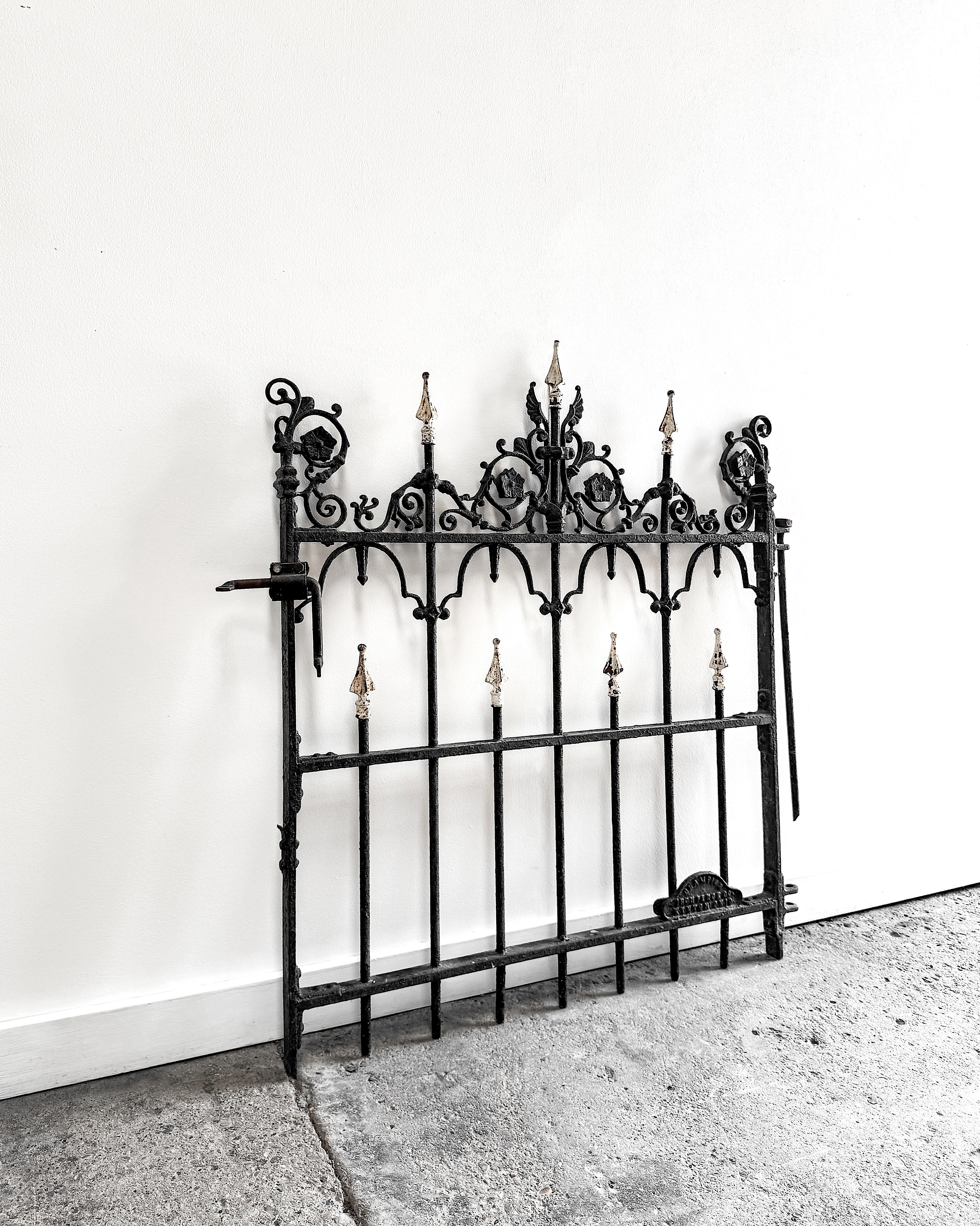 American Late 19th Century Decorative Cast Iron Garden Gate For Sale