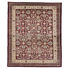 Fin du 19e siècle - Tapis indien Agra à motifs floraux de couleur bourgogne profonde