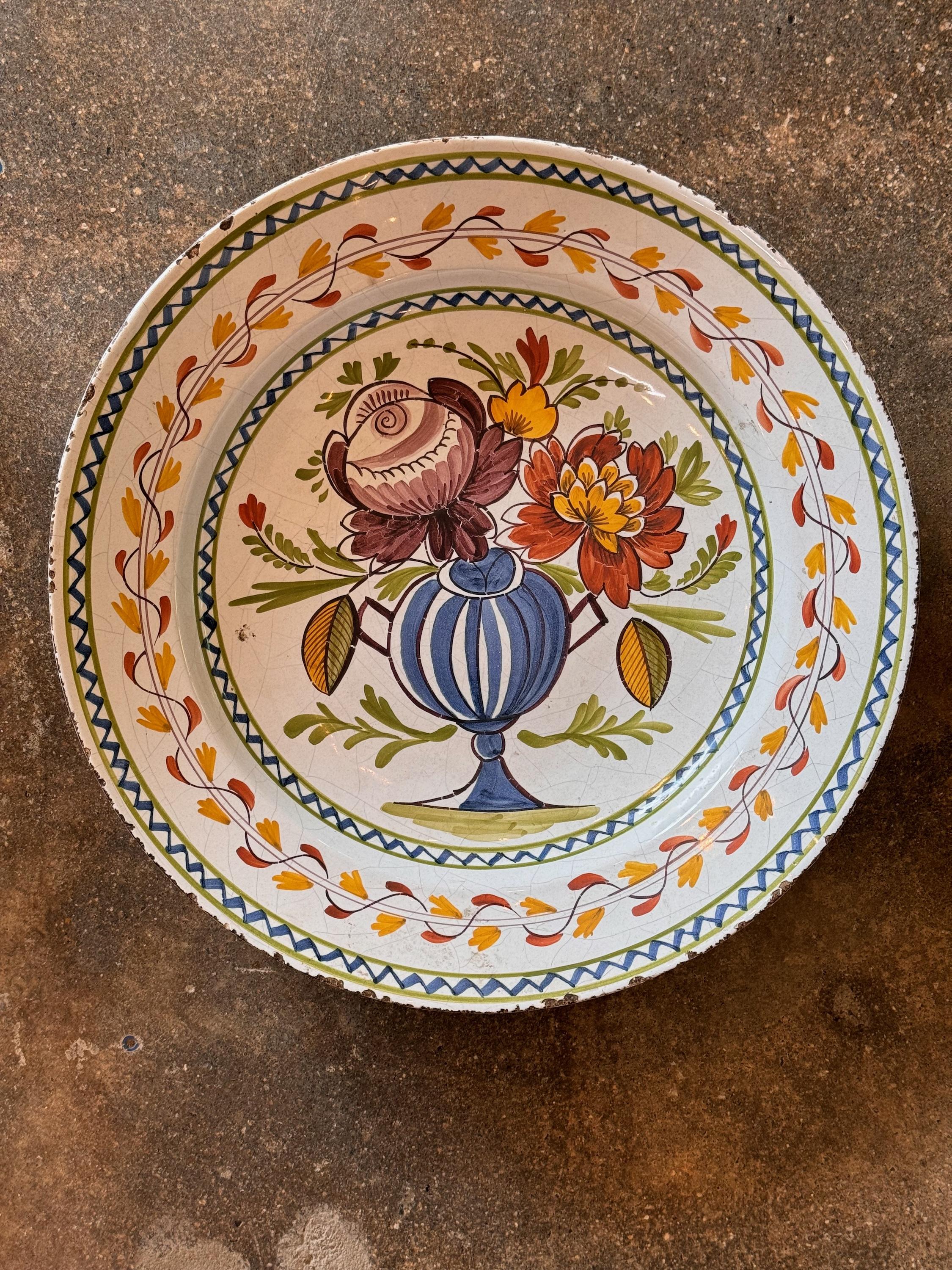 A pretty plate. Beautiful flower decoration. Circa Late 19th Century