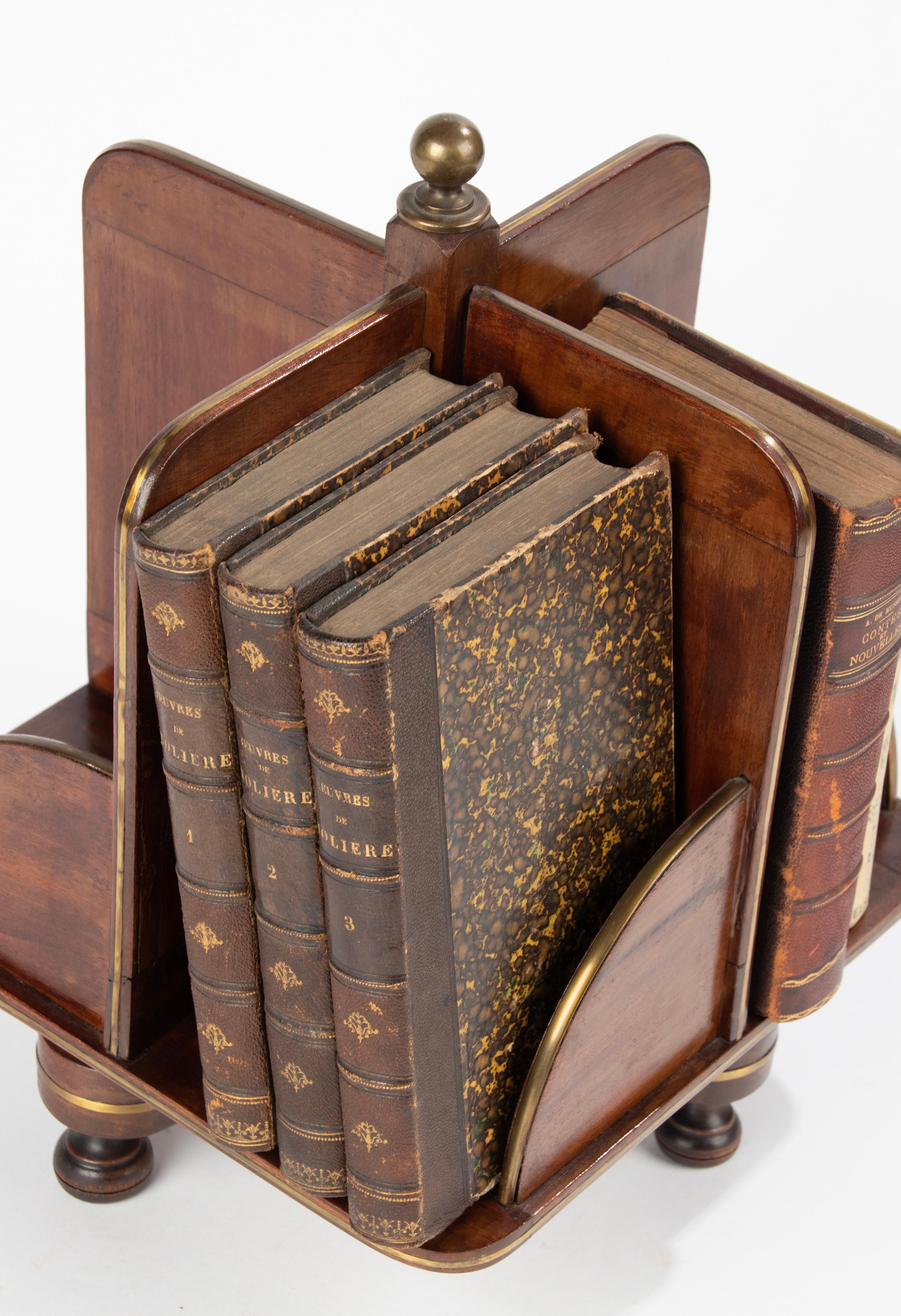 French Late 19th Century Reddish Wood Desktop Revolving Desk Bookcase