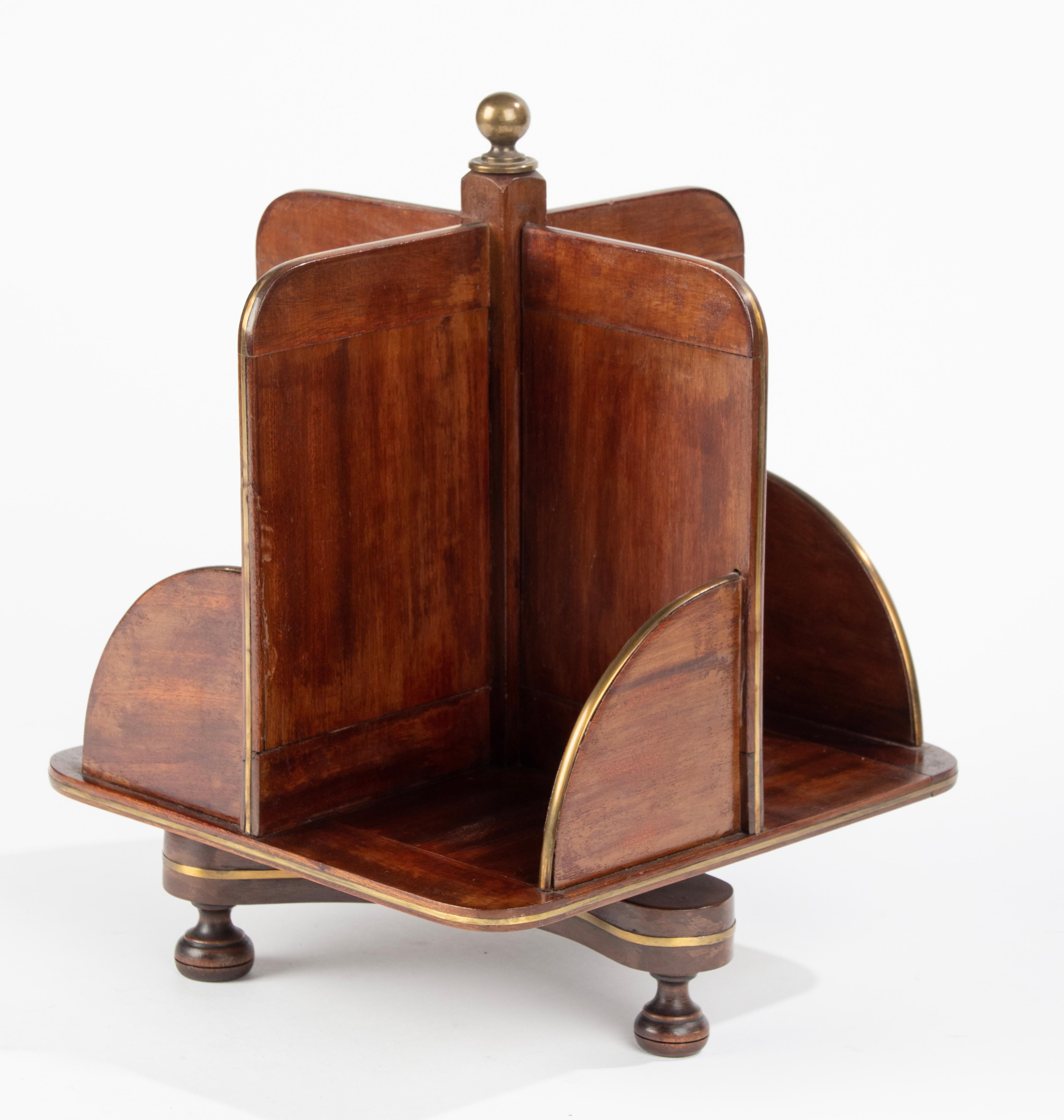 Hand-Crafted Late 19th Century Reddish Wood Desktop Revolving Desk Bookcase