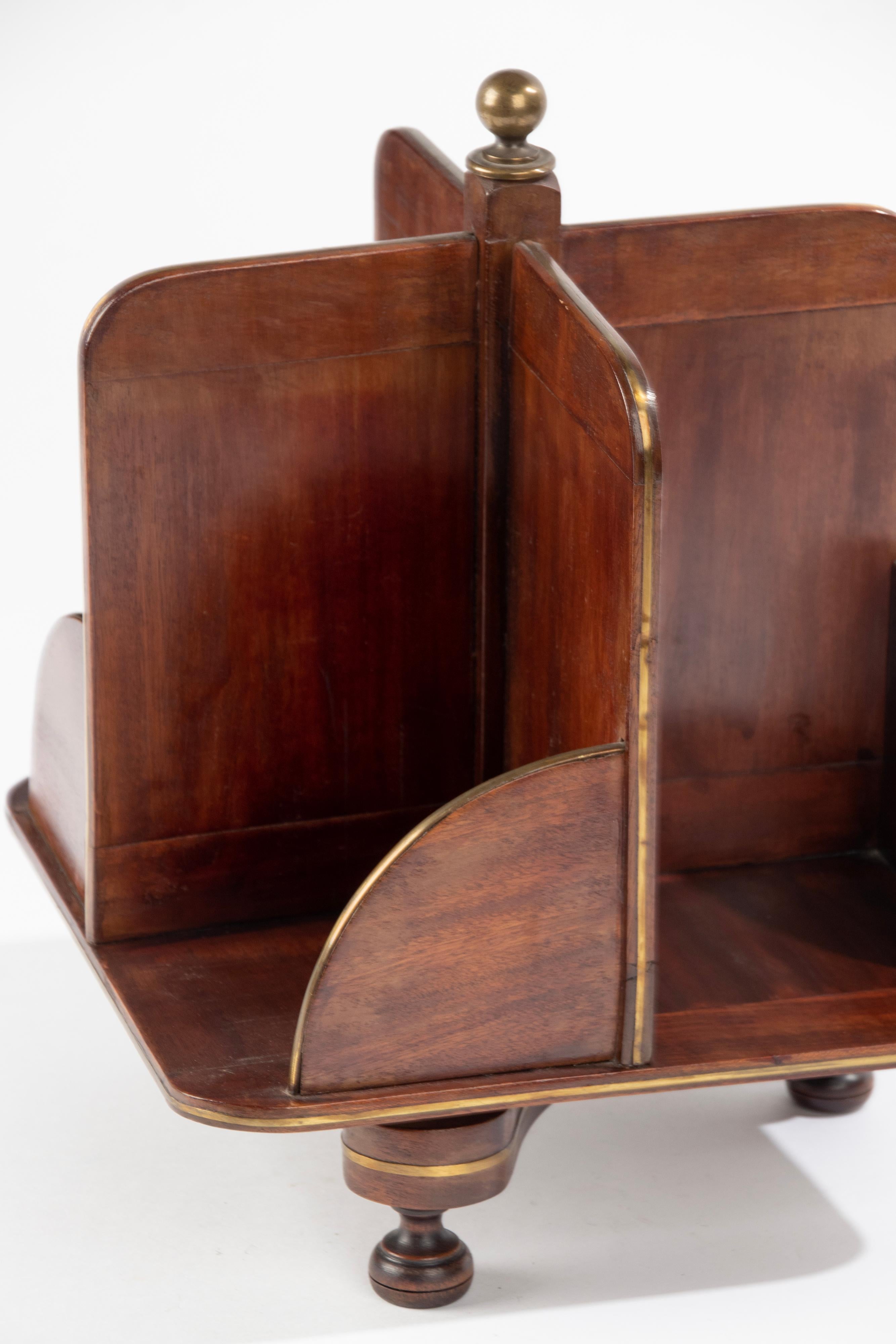 Brass Late 19th Century Reddish Wood Desktop Revolving Desk Bookcase