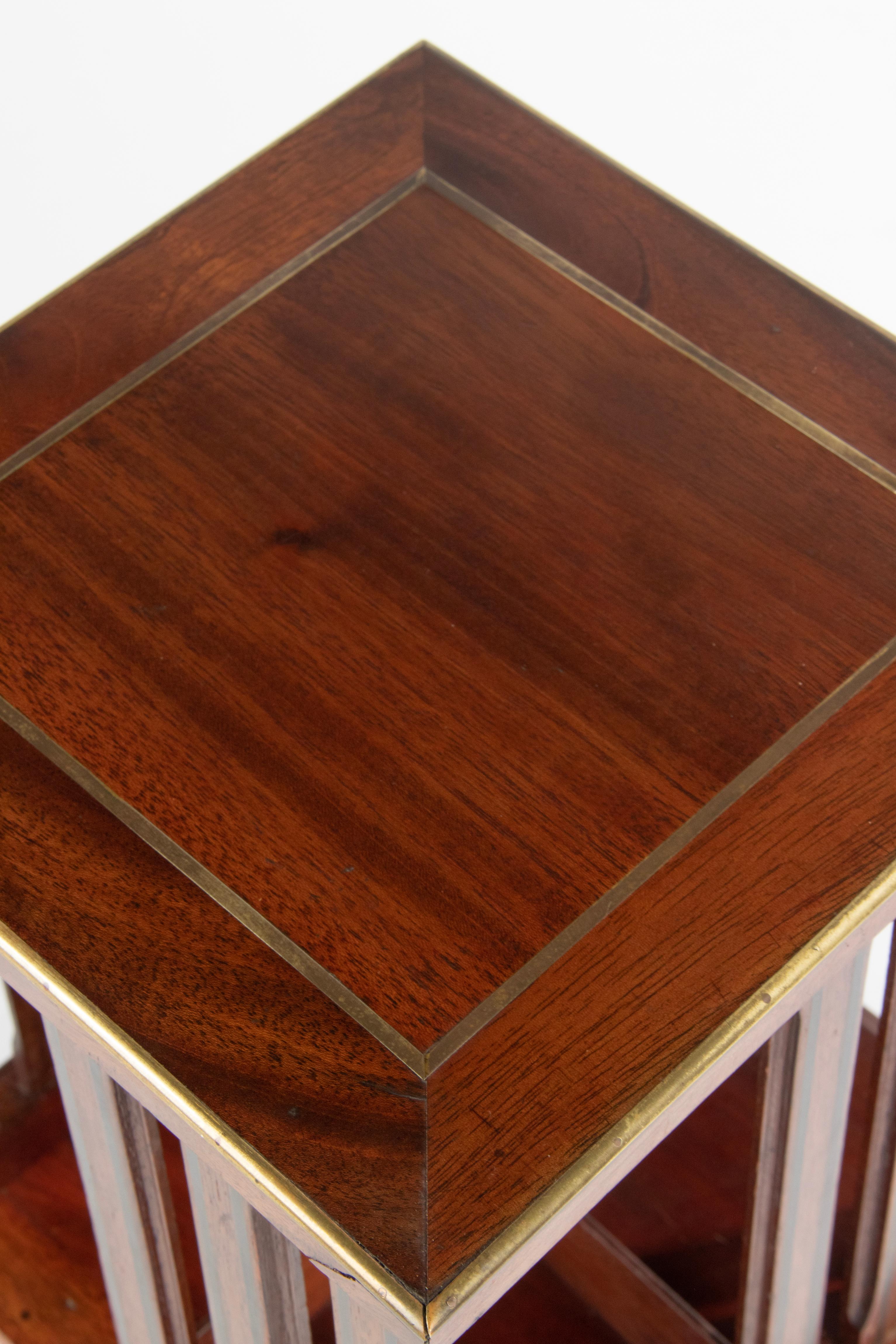Brass Late 19th Century Reddish Wood Desktop / Revolving Desk Bookcase For Sale
