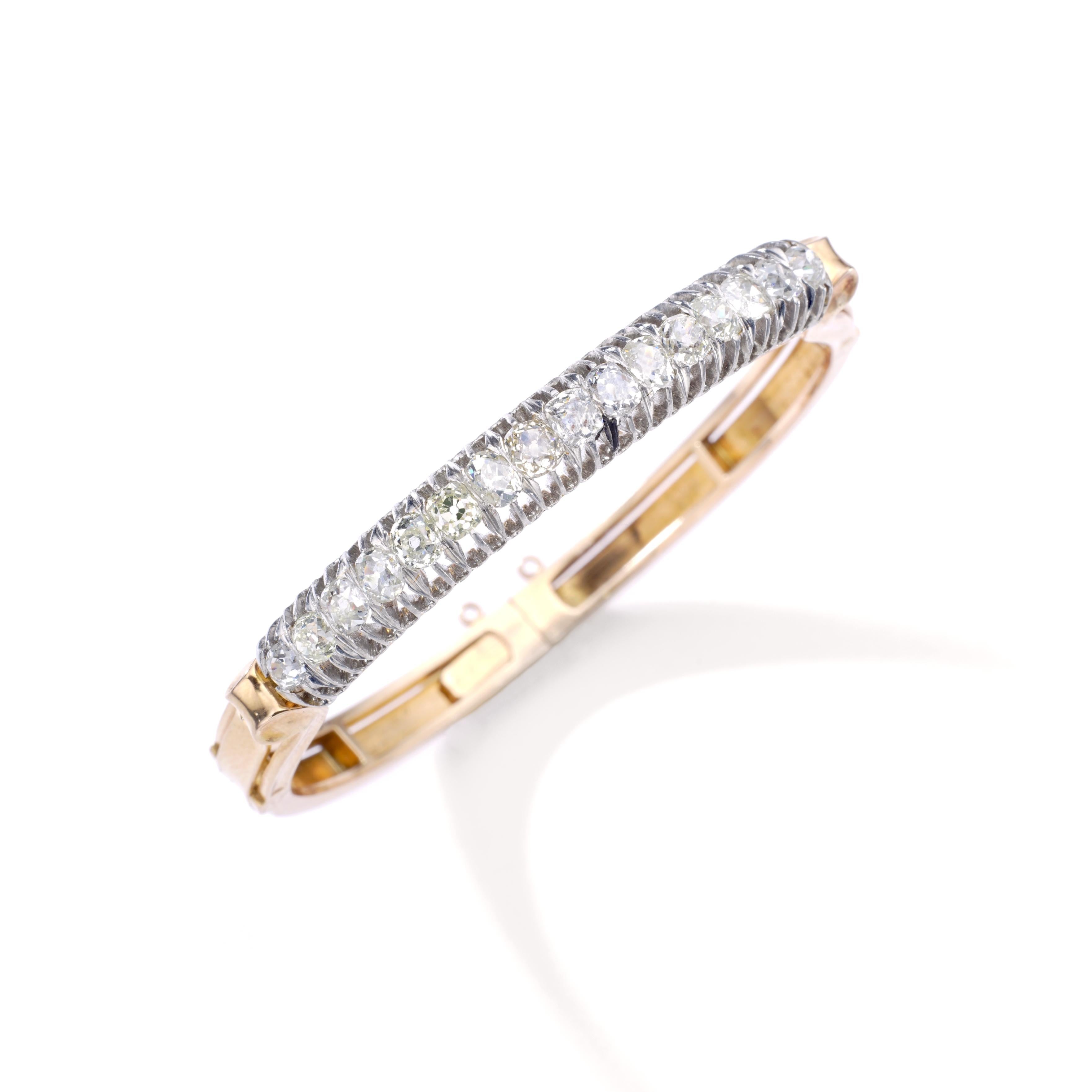 Women's or Men's 19th Century Diamond and Gold Bangle For Sale