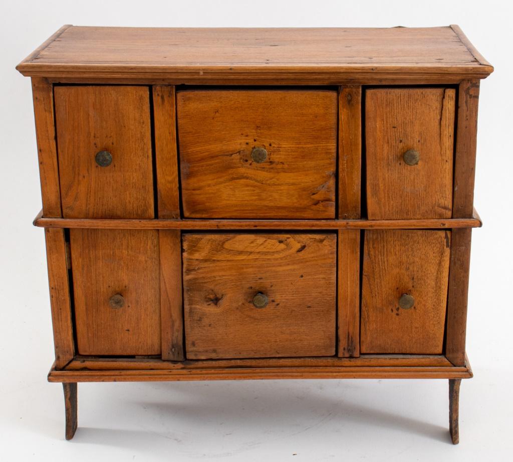 Late 19th century, diminutive dressers with six drawers in fruitwood, unmarked.

Dimensions: 15.5