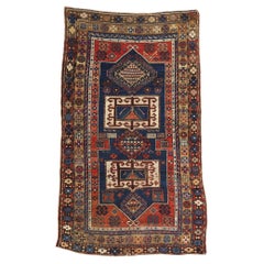 Late 19th Century Distressed Antique Caucasian Kazak Tribal Carpet