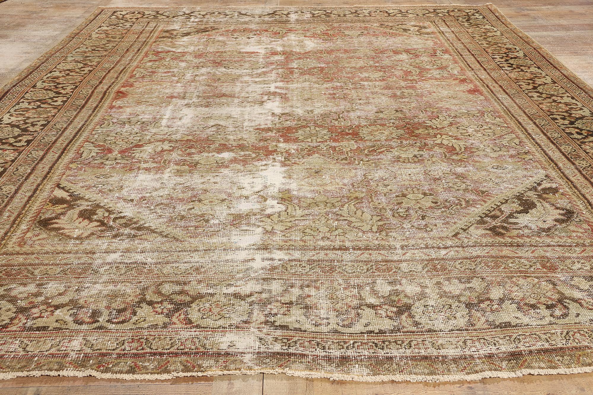 Late 19th Century Distressed Antique Persian Mahal Rug For Sale 3