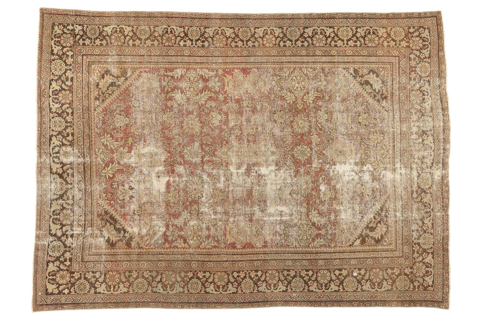 Late 19th Century Distressed Antique Persian Mahal Rug For Sale 5