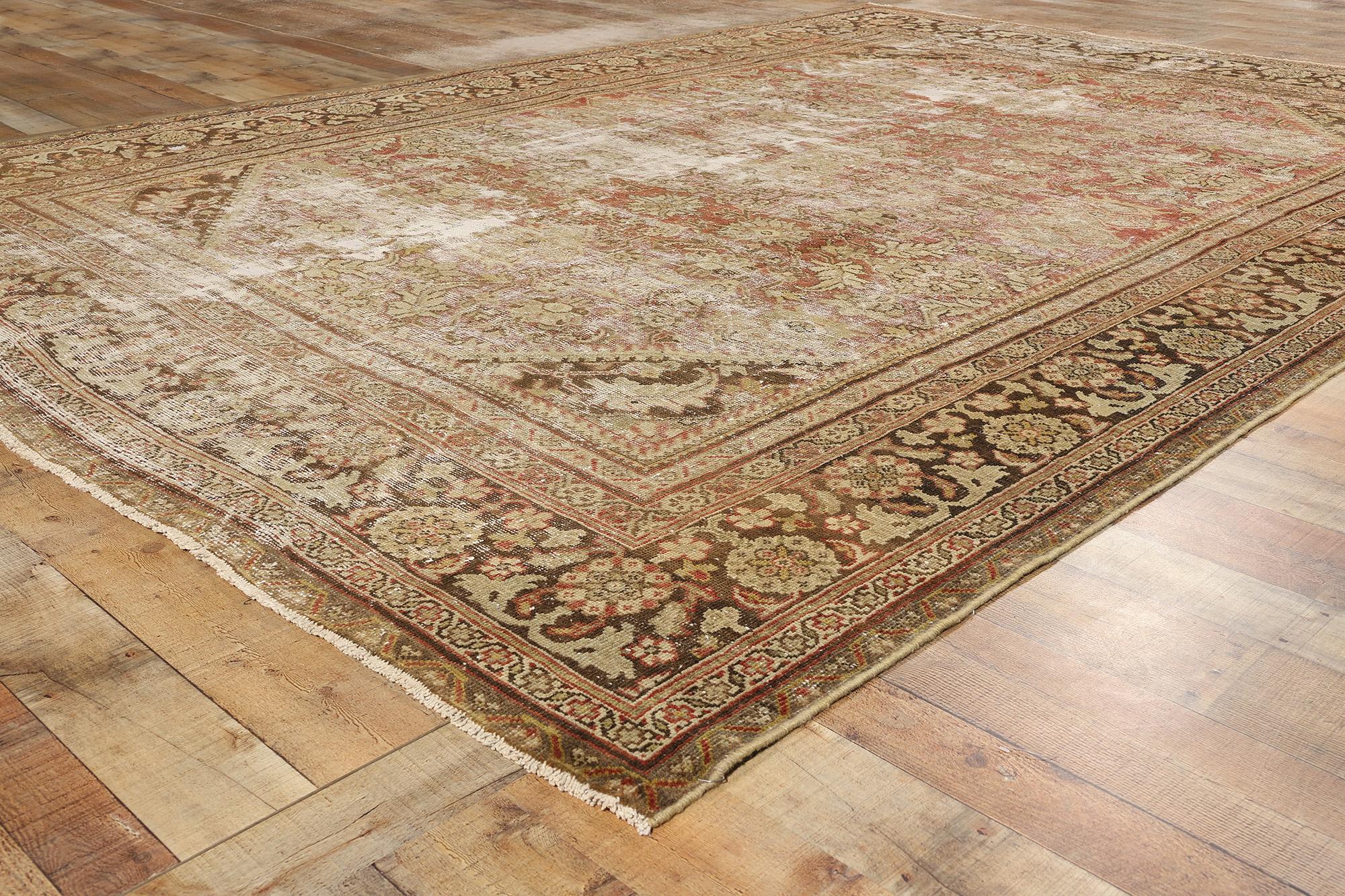 Late 19th Century Distressed Antique Persian Mahal Rug For Sale 2