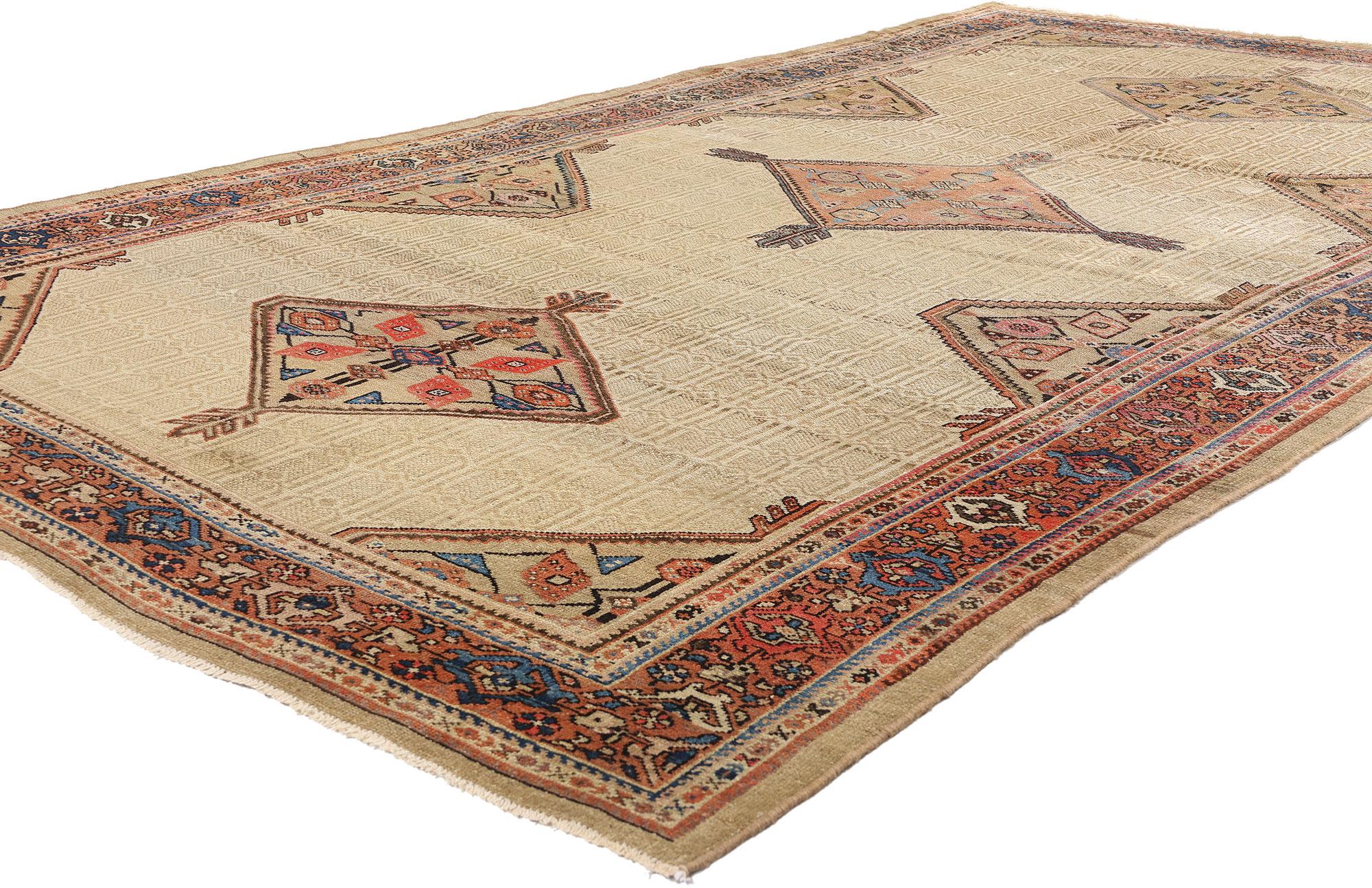 74246 Late 19th Century Antique Persian Malayer Rug, 06'06 x 11'08. An embodiment of noble restraint and quiet power, this Late 19th Century hand-knotted wool Persian Malayer rug is a rare and refined masterpiece that transcends mere ornamentation.