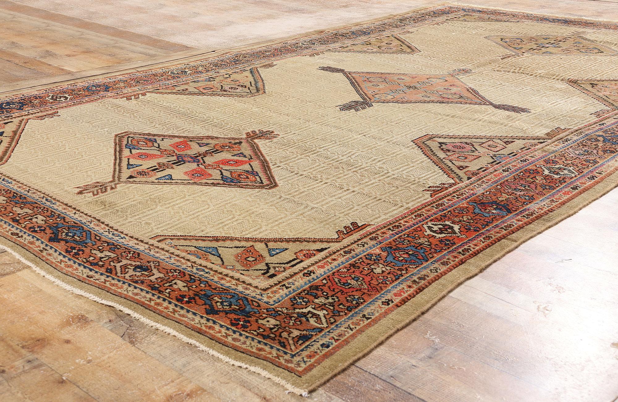 Late 19th Century Distressed Antique Persian Malayer Carpet with Modern Style For Sale 3