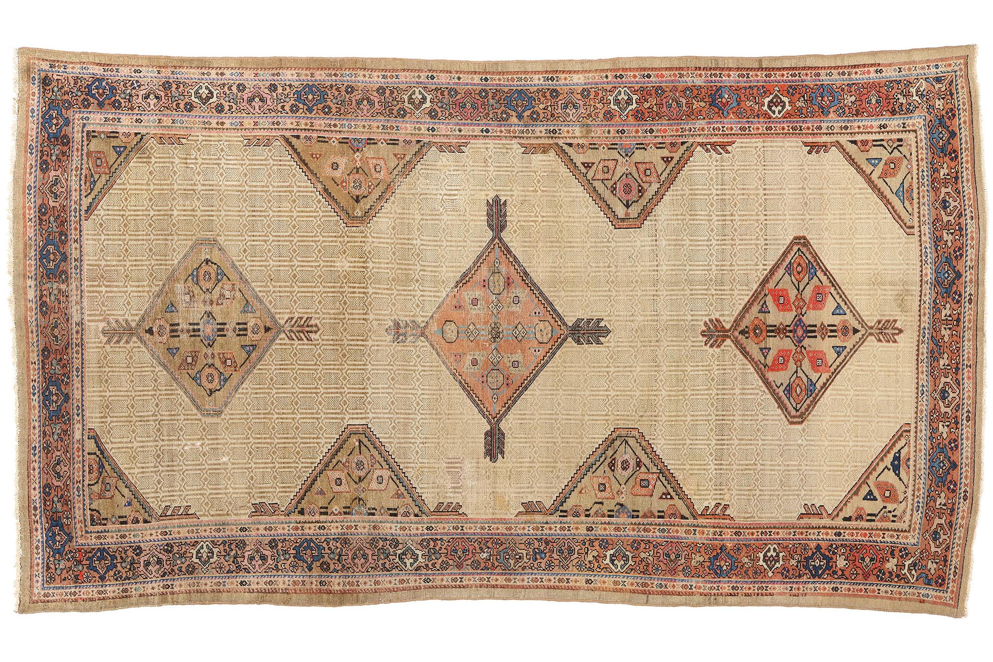 Late 19th Century Distressed Antique Persian Malayer Carpet with Modern Style For Sale 6