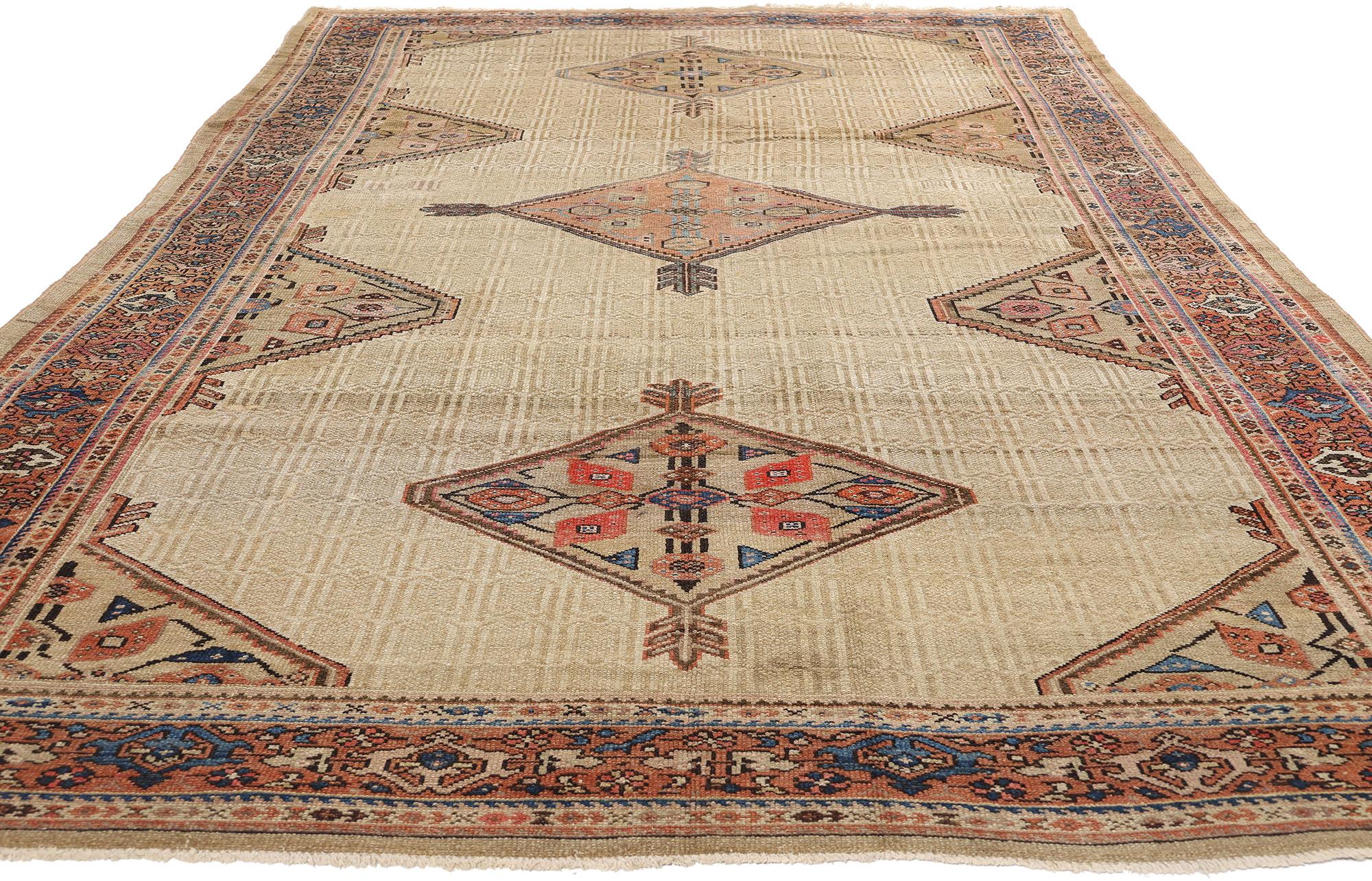 Bohemian Late 19th Century Distressed Antique Persian Malayer Carpet with Modern Style For Sale