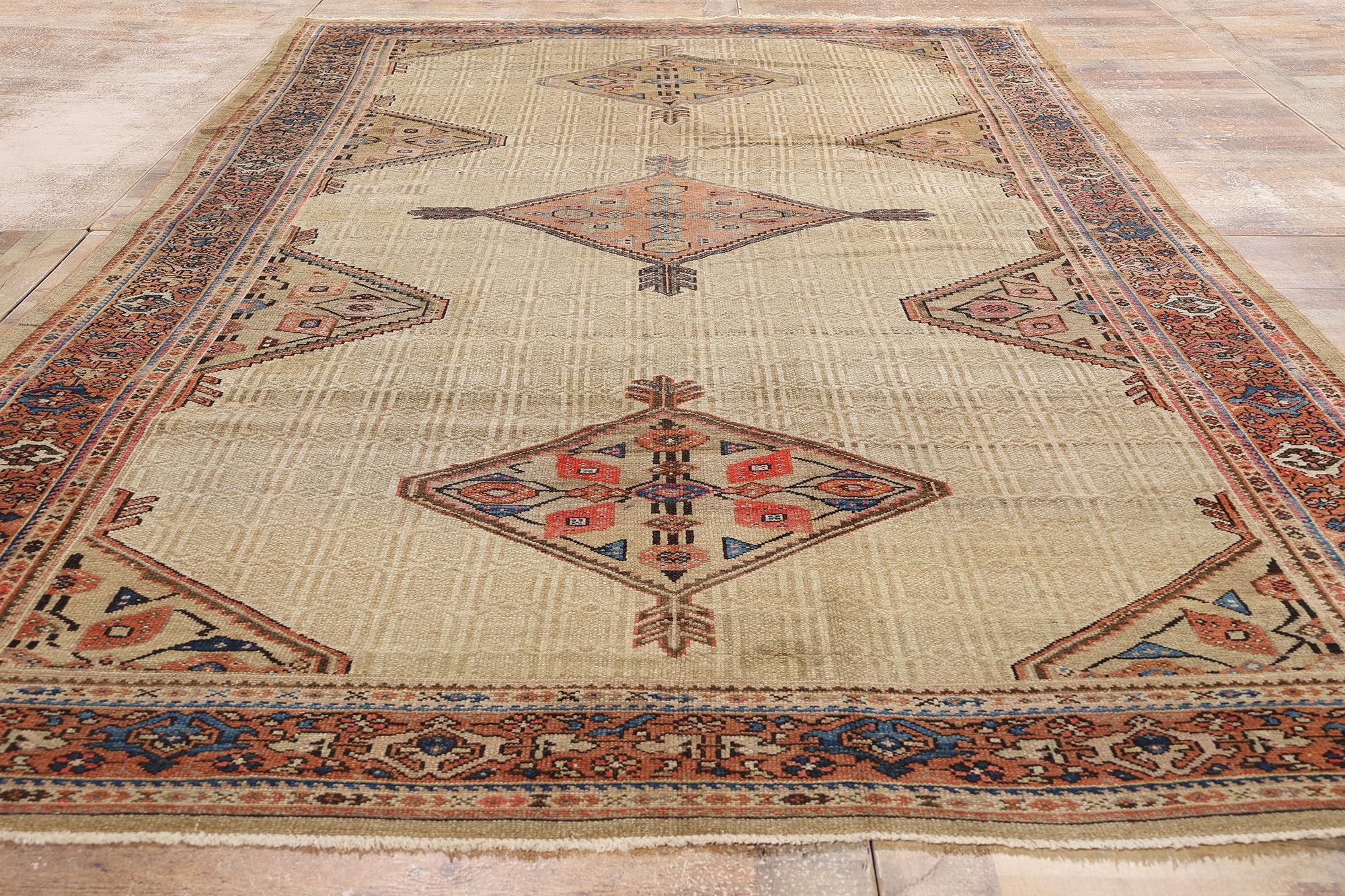 Late 19th Century Distressed Antique Persian Malayer Carpet with Modern Style For Sale 4