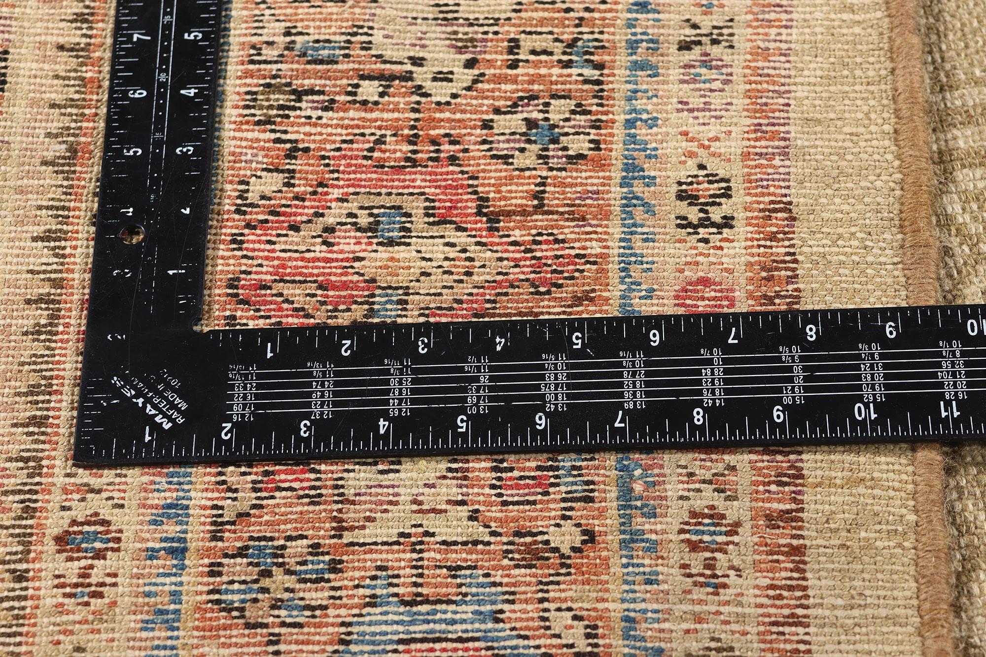 Late 19th Century Distressed Antique Persian Malayer Carpet with Modern Style For Sale 2