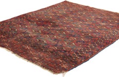 Late 19th Century Distressed Antique Turkoman Tribe Chuval Tekke Tribal Carpet
