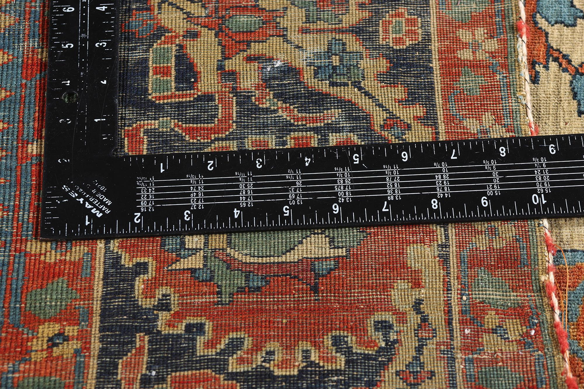 79174 Fin du 19e siècle, ancien tapis persan Mohtasham Kashan, 06'09 x 10'02. Expression resplendissante de l'art persan de la fin du XIXe siècle, cet ancien tapis persan Mohtasham Kashan se déploie comme un manuscrit enluminé sur le sol - chaque