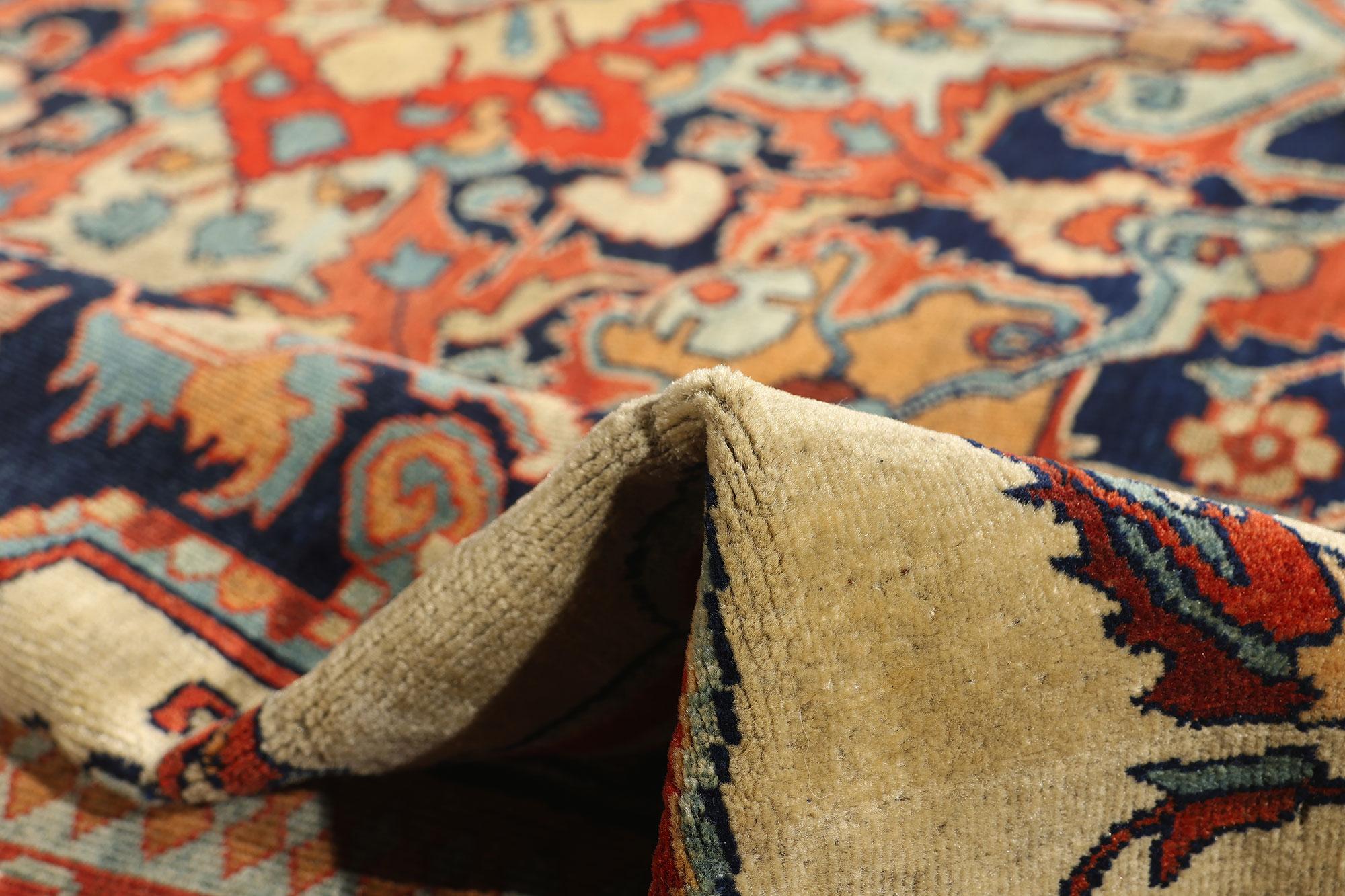 Noué à la main Fin du 19e siècle - Tapis persan de The MODERNS KASHAN avec style Modernity en vente