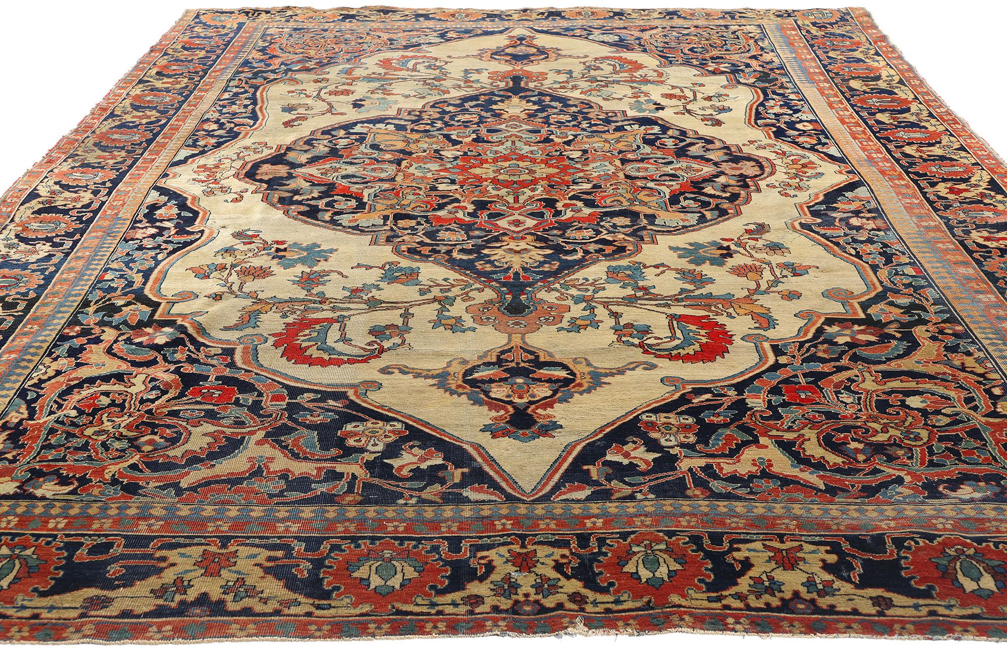 Fin du 19e siècle - Tapis persan de The MODERNS KASHAN avec style Modernity Bon état - En vente à Dallas, TX