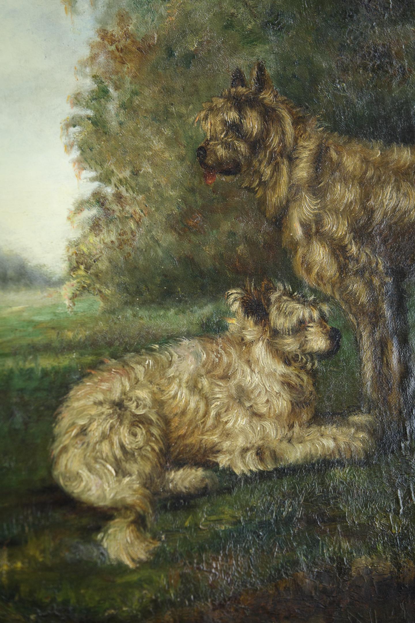 Late 19th Century Dogs Oil on Canvas For Sale 8
