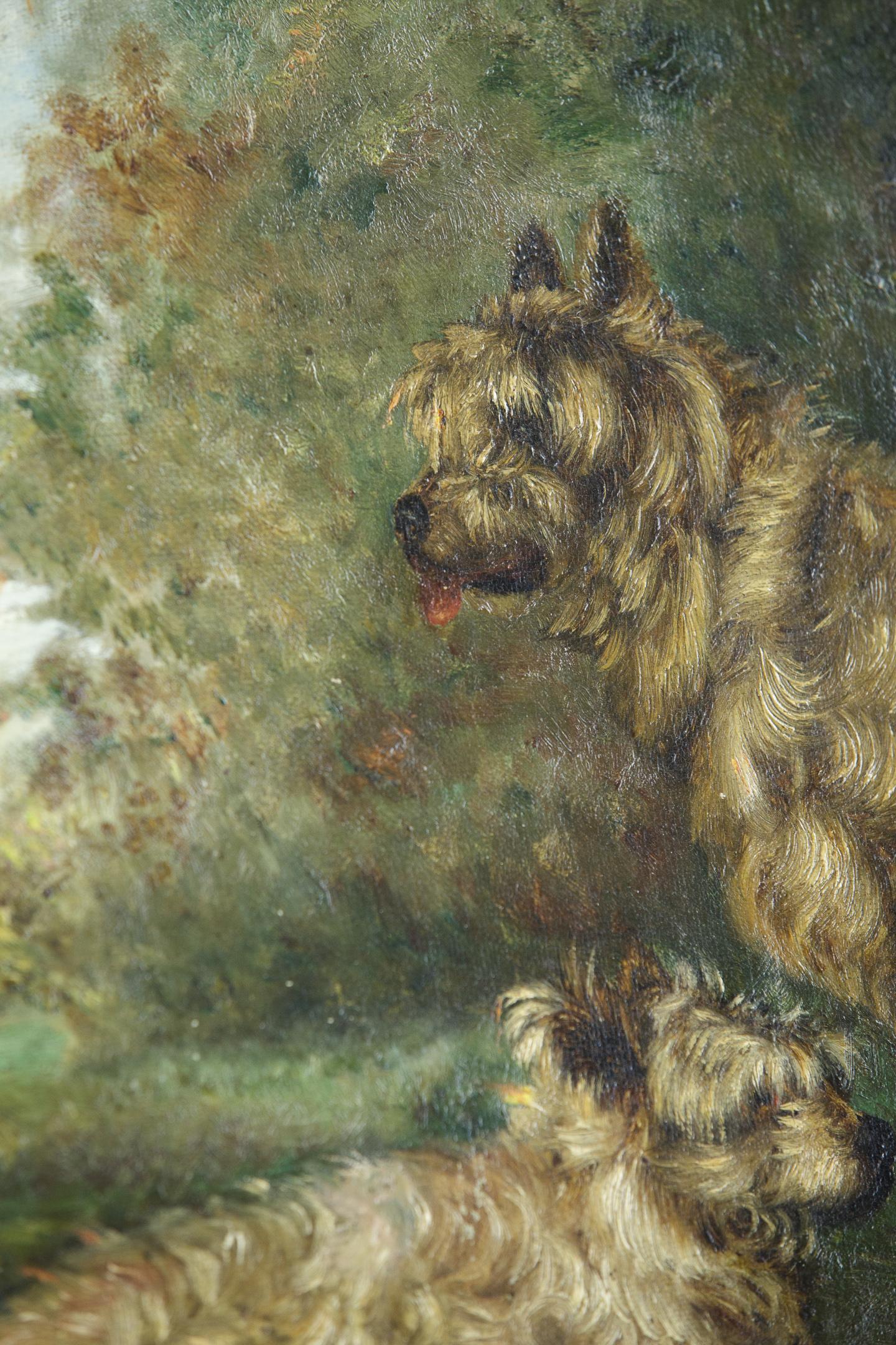 Late 19th Century Dogs Oil on Canvas For Sale 9