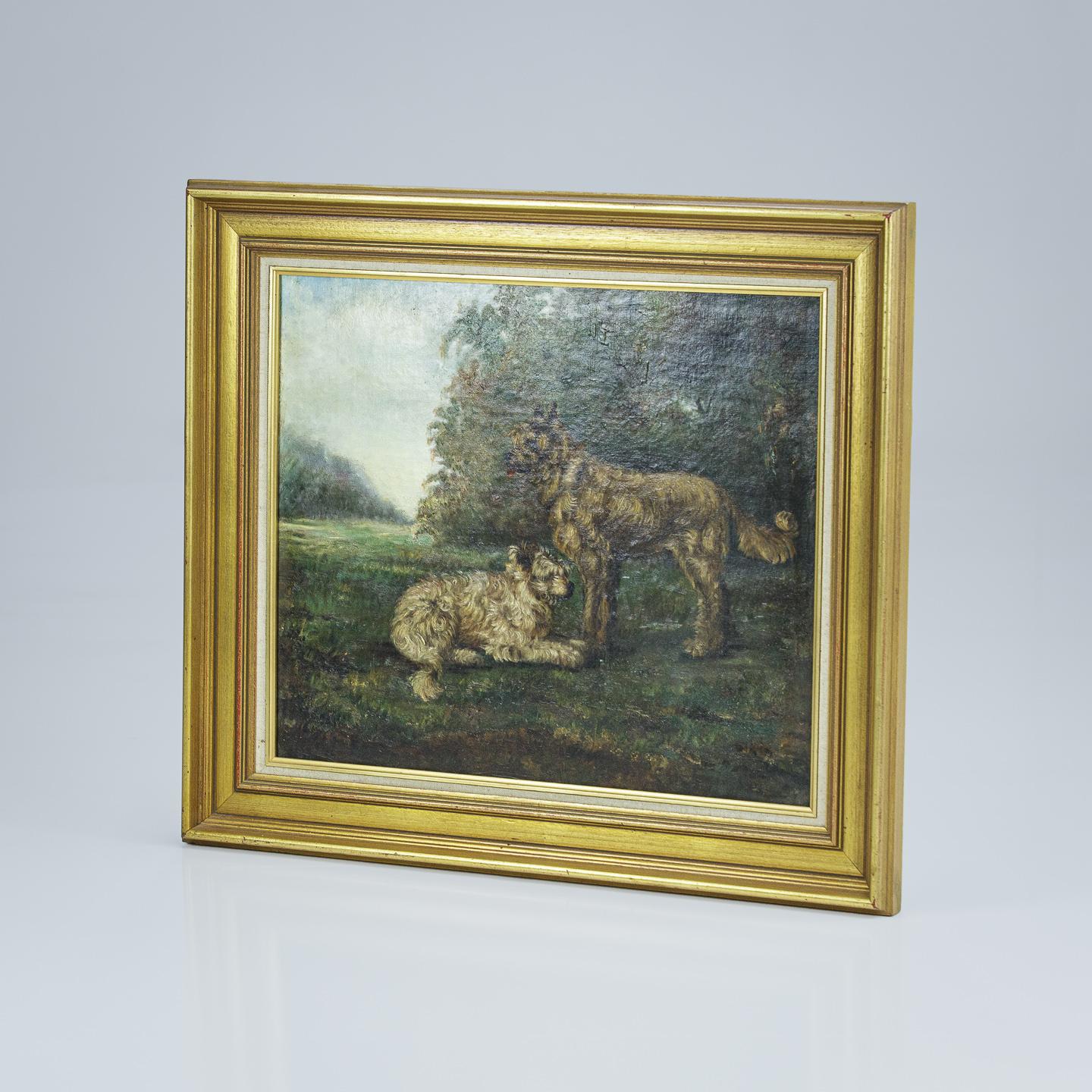 Late 19th Century Dogs Oil on Canvas For Sale 1