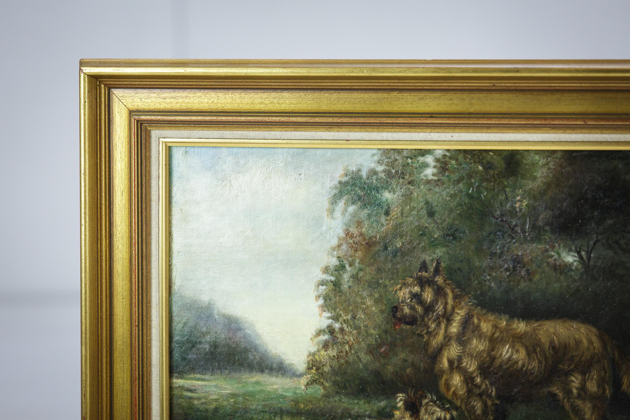 Late 19th Century Dogs Oil on Canvas For Sale 2